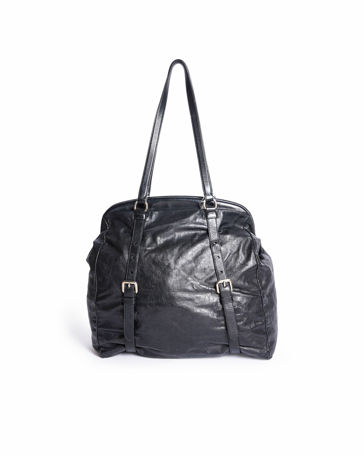 Prada Leather Shoulder Bag In Black