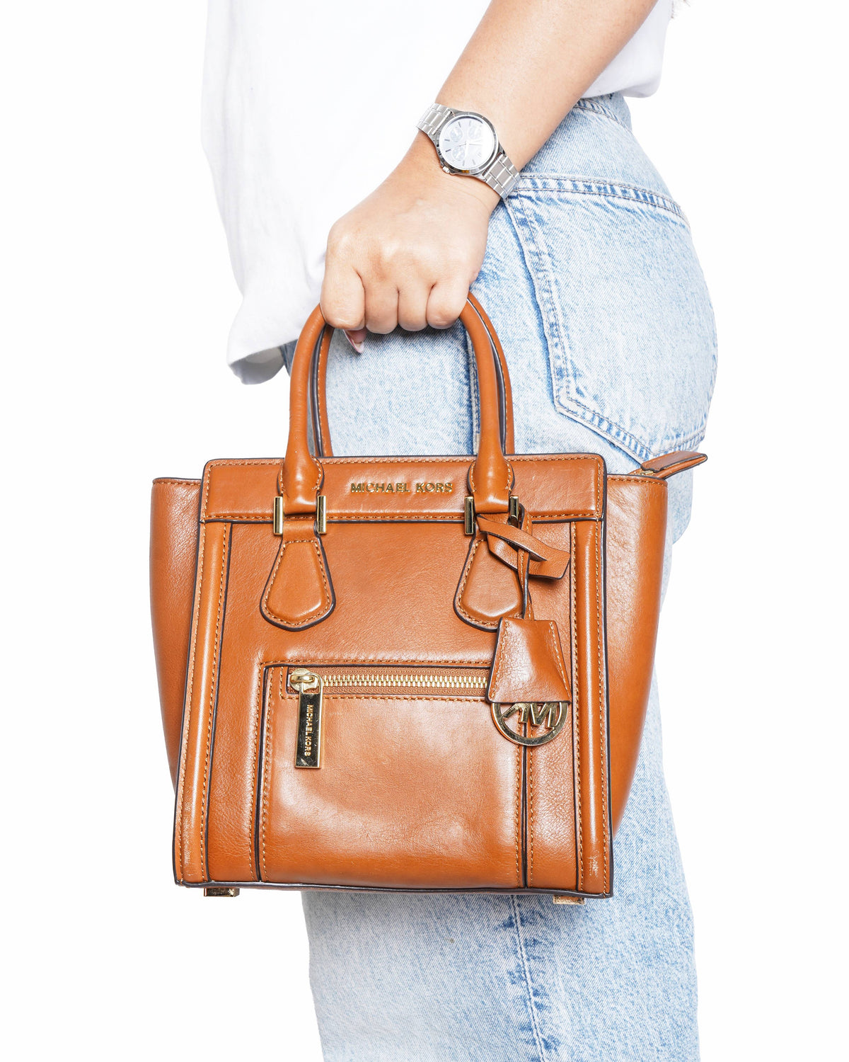 Michael Kors brown leather Colette satchel bag