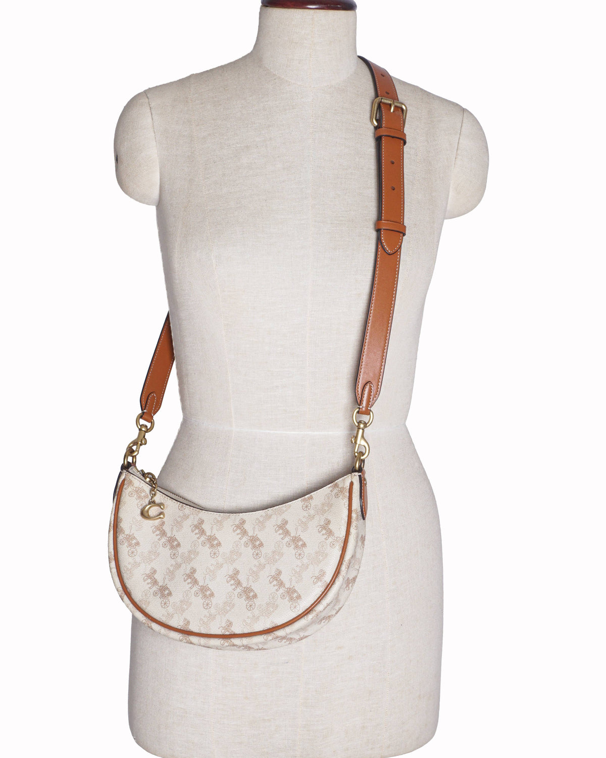 Coach Horse and Carriage Print Canvas Mira Crescent Shoulder Bag