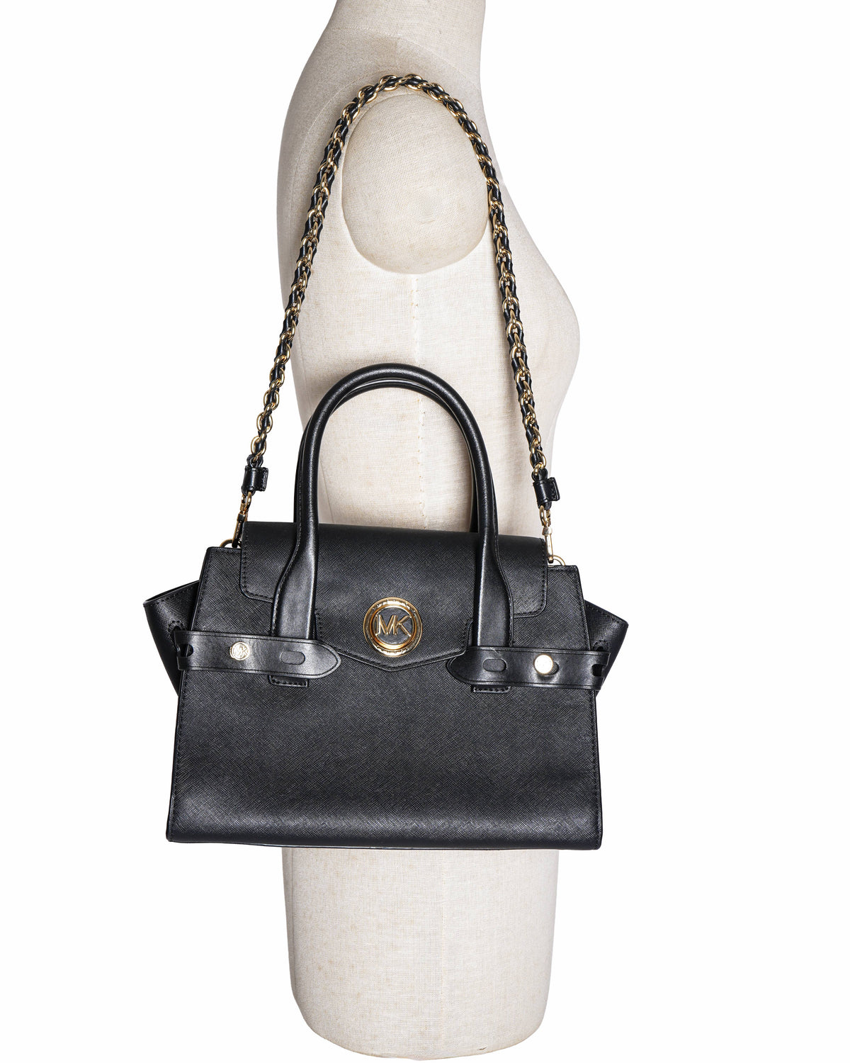 Michael Kors Carmen Satchel With Detachable Strap In Black
