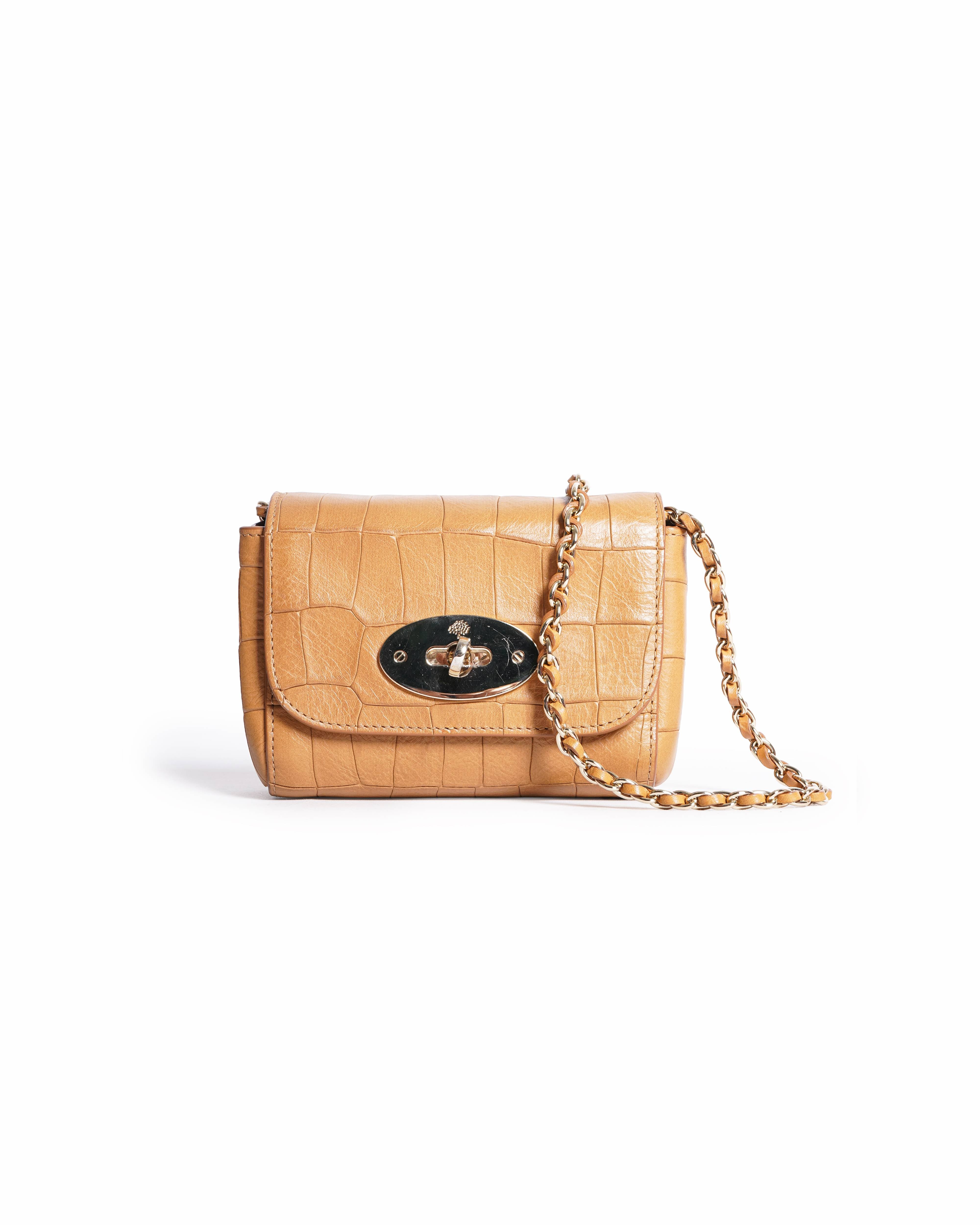 Mulberry mini lily croc- embossed leather crossbody bag