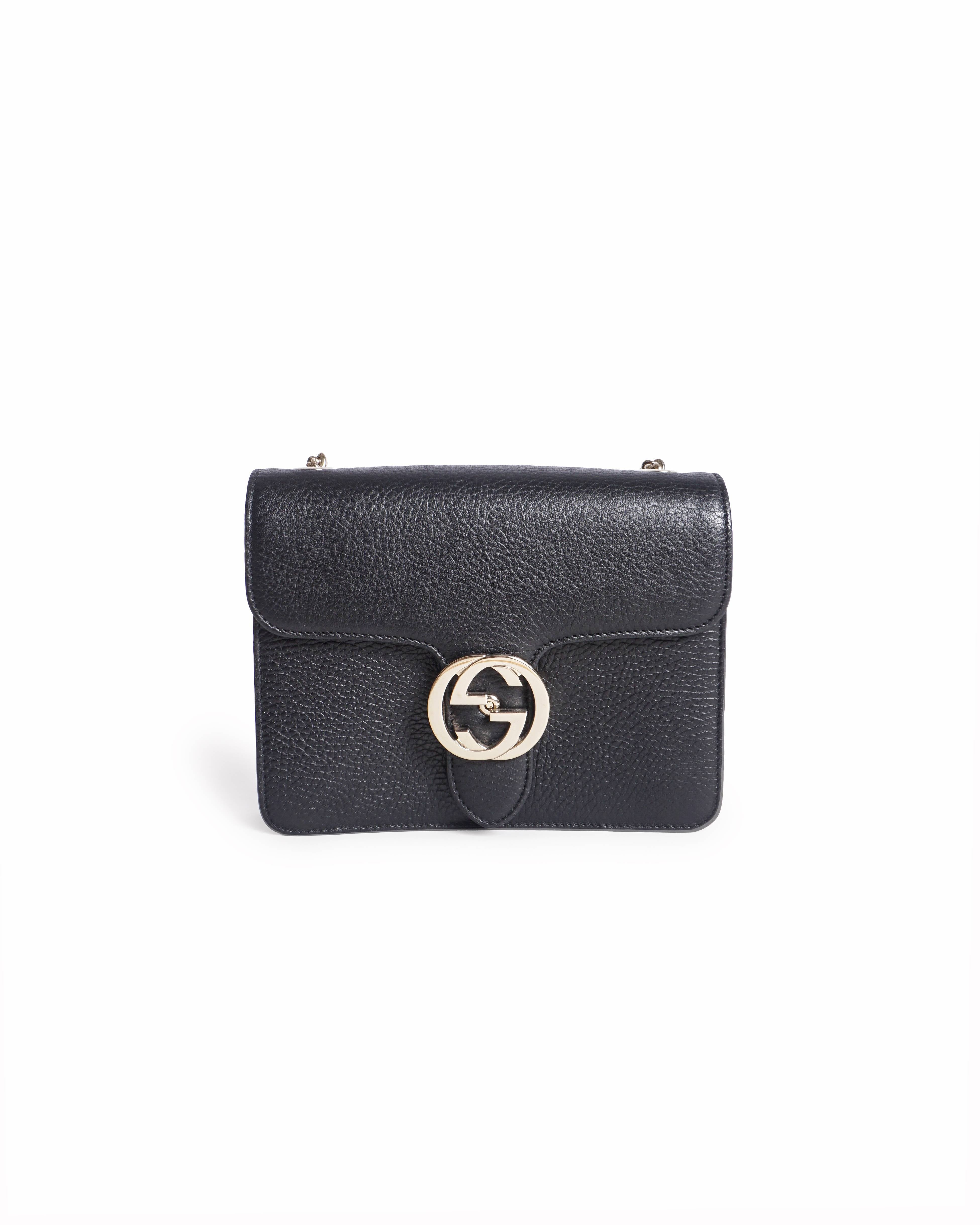 Gucci Black Dollar Interlocking GG Small Crossbody Bag