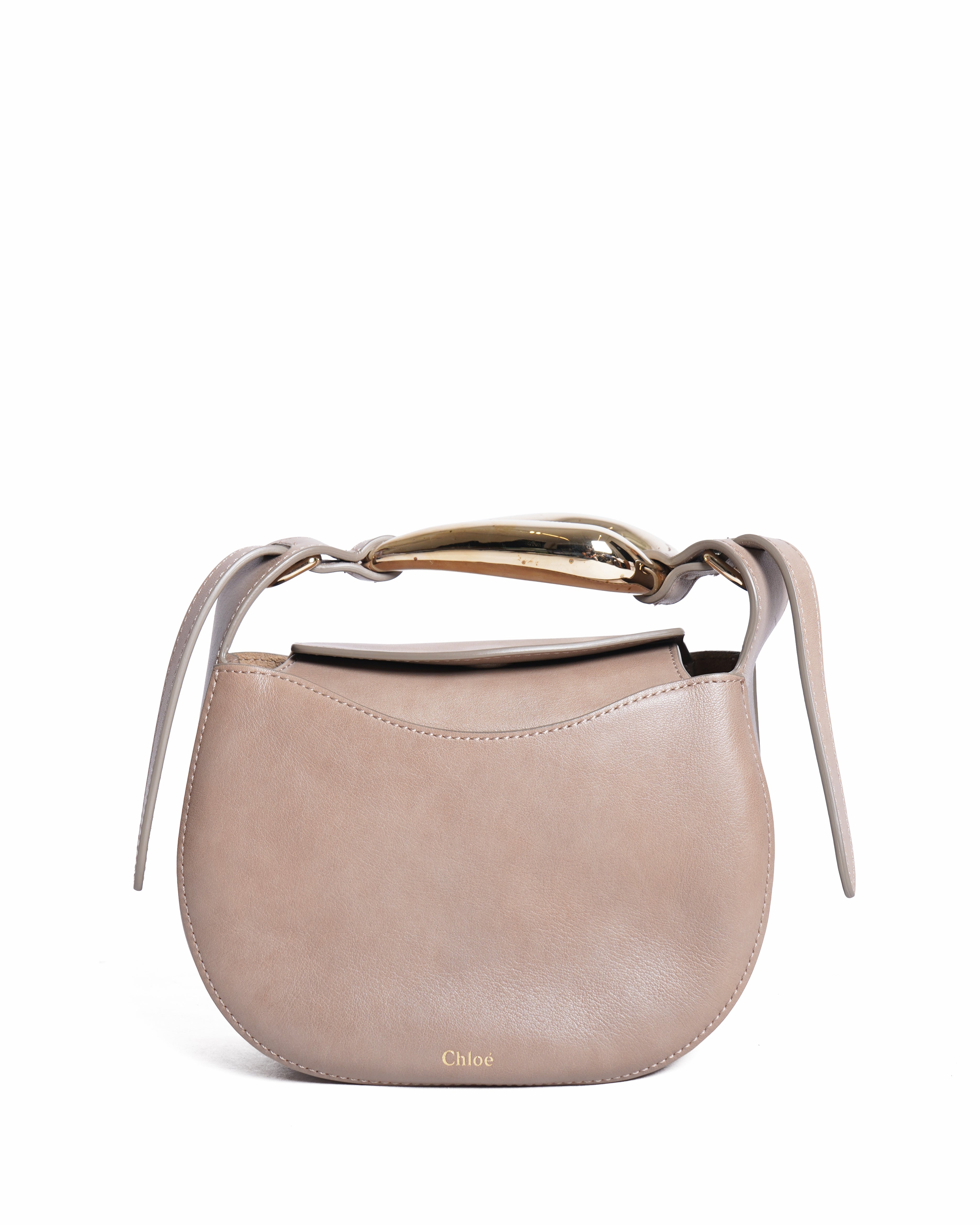 Chloé Kiss Leather Crossbody Leather Bag In Beige