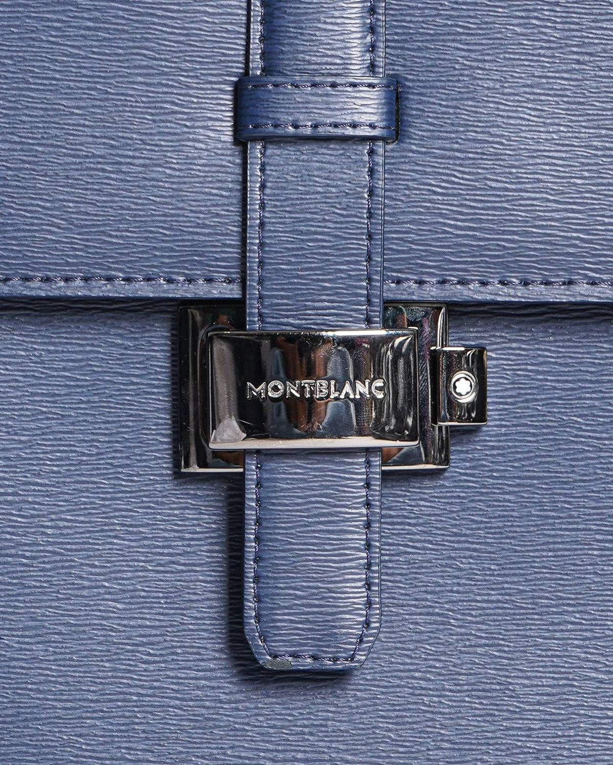 Mont Blanc Leather Westside Double Gusset Briefcase In Navy Blue