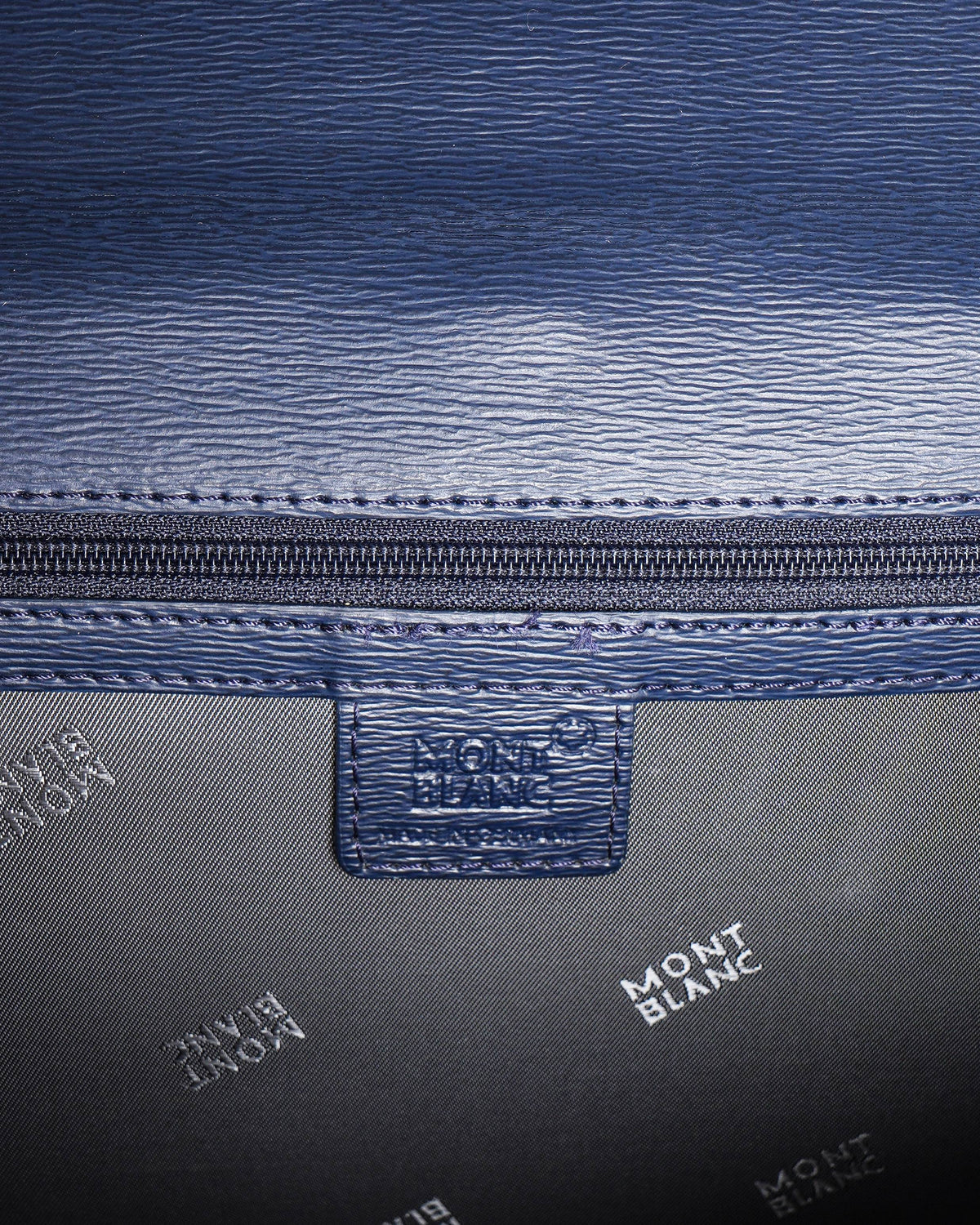 Mont Blanc Leather Westside Double Gusset Briefcase In Navy Blue
