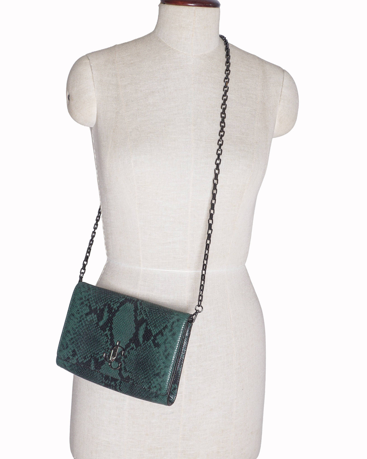 Jimmy Choo Varenne Embossed Leather Crossbody Bag In Green