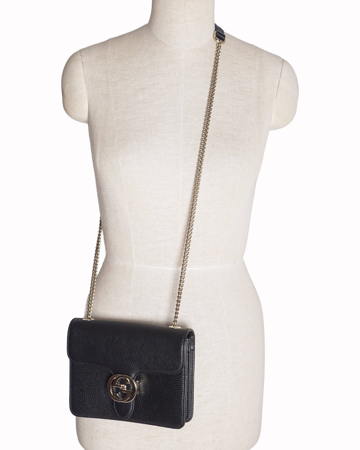 Gucci Black Dollar Interlocking GG Small Crossbody Bag