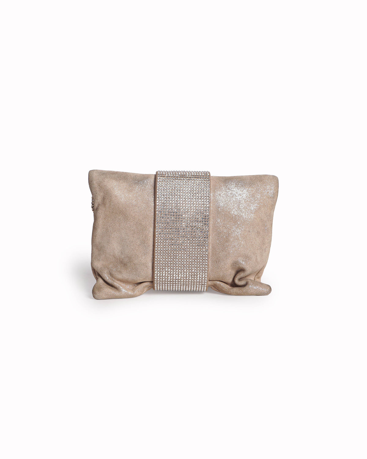 Jimmy Choo Chandra Champagne Gold Metallic Crystal Leather Clutch