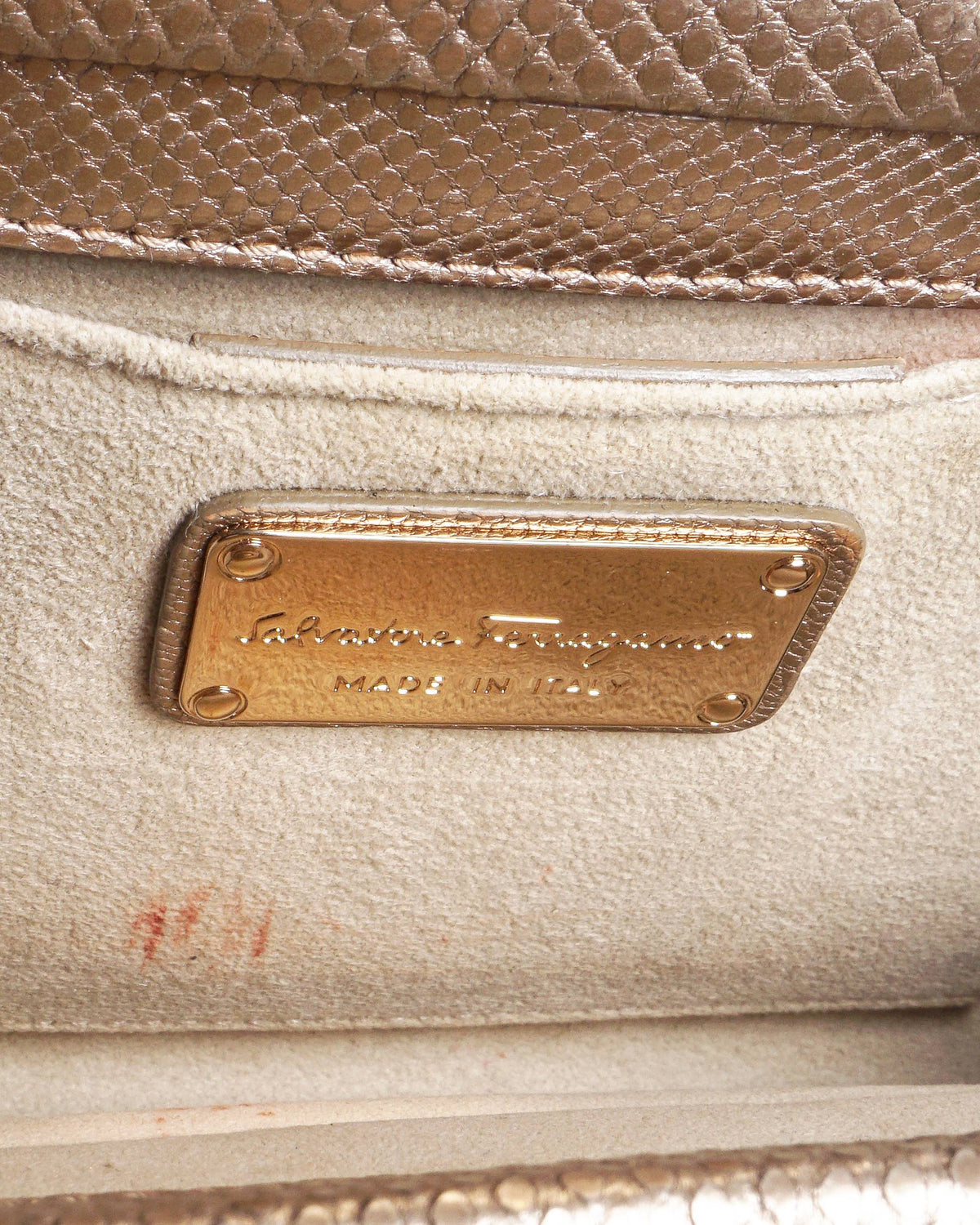 Salvatore Ferragamo Metallic Silver Leather Gancini Clutch