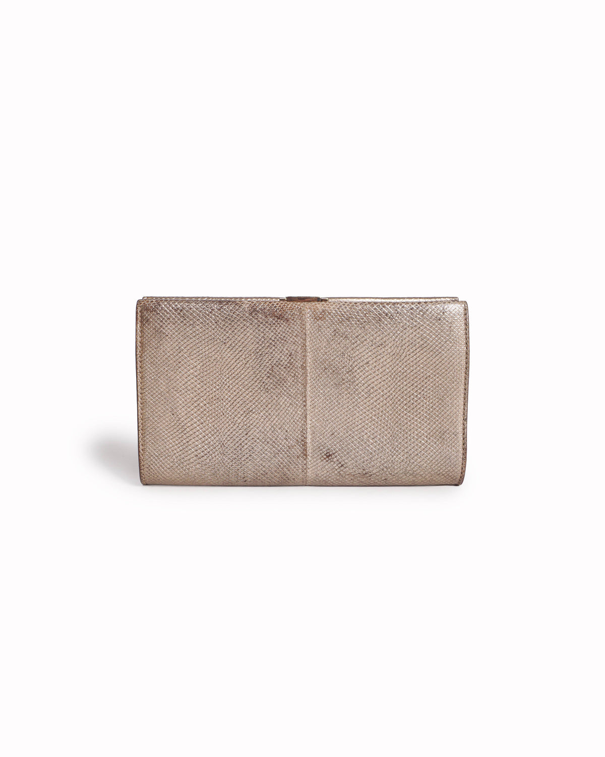 Salvatore Ferragamo Metallic Champagne Leather Gancini Wallet