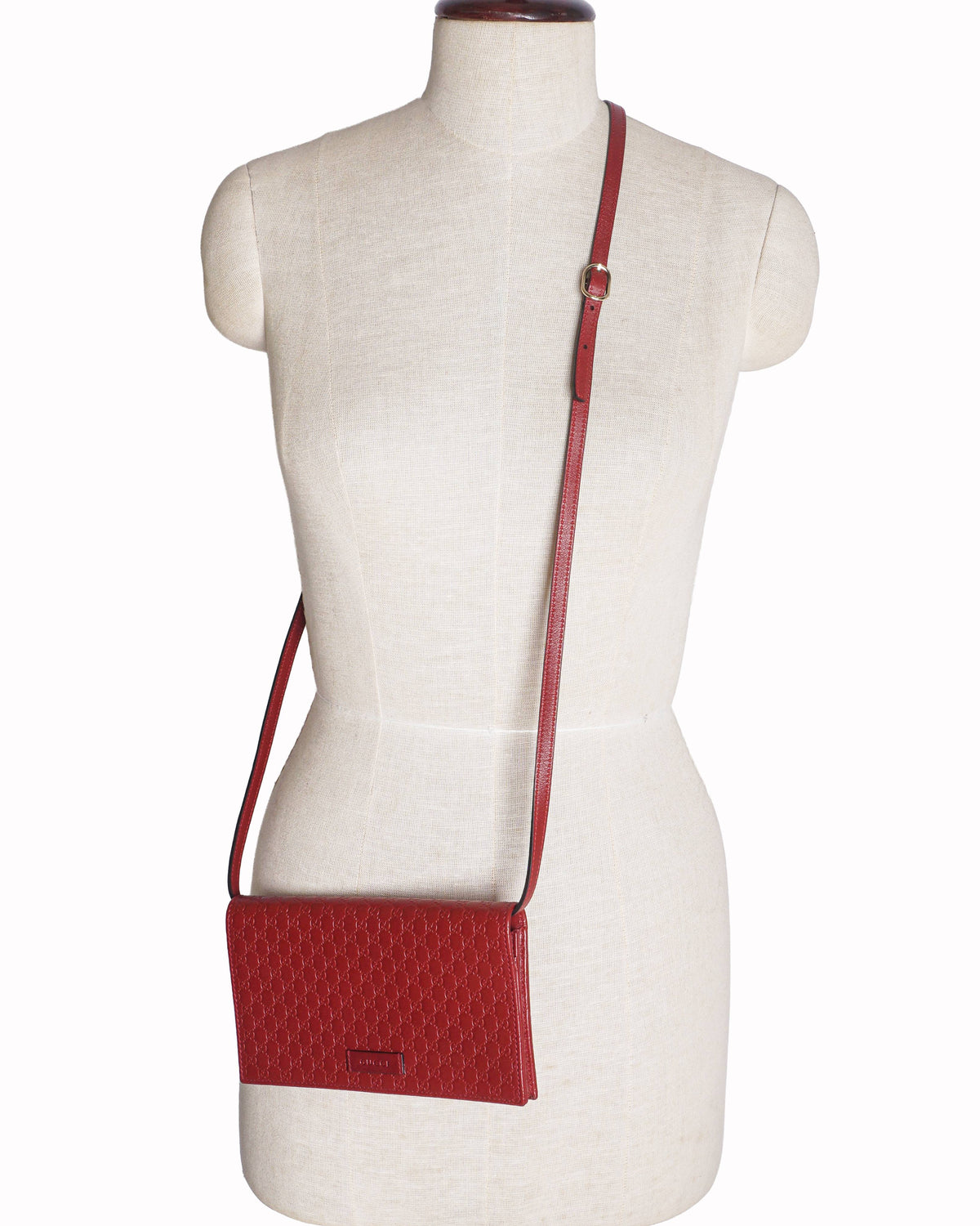 Gucci Red Microguccissima Leather Wallet on Strap
