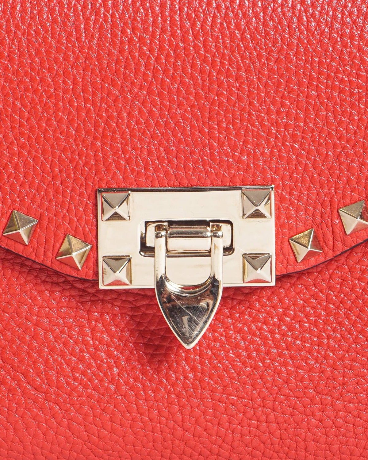 Valentino Garavani Red Grainy Calfskin Small Rockstud Crossbody Bag