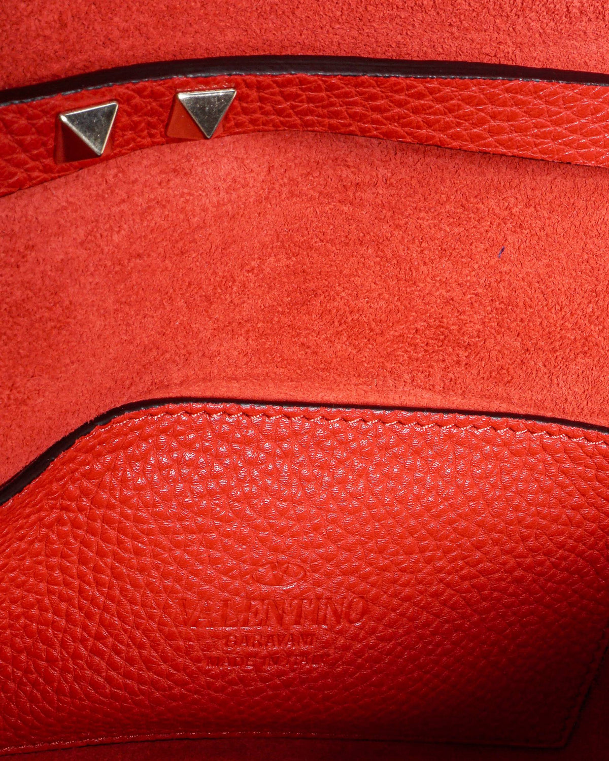 Valentino Garavani Red Grainy Calfskin Small Rockstud Crossbody Bag