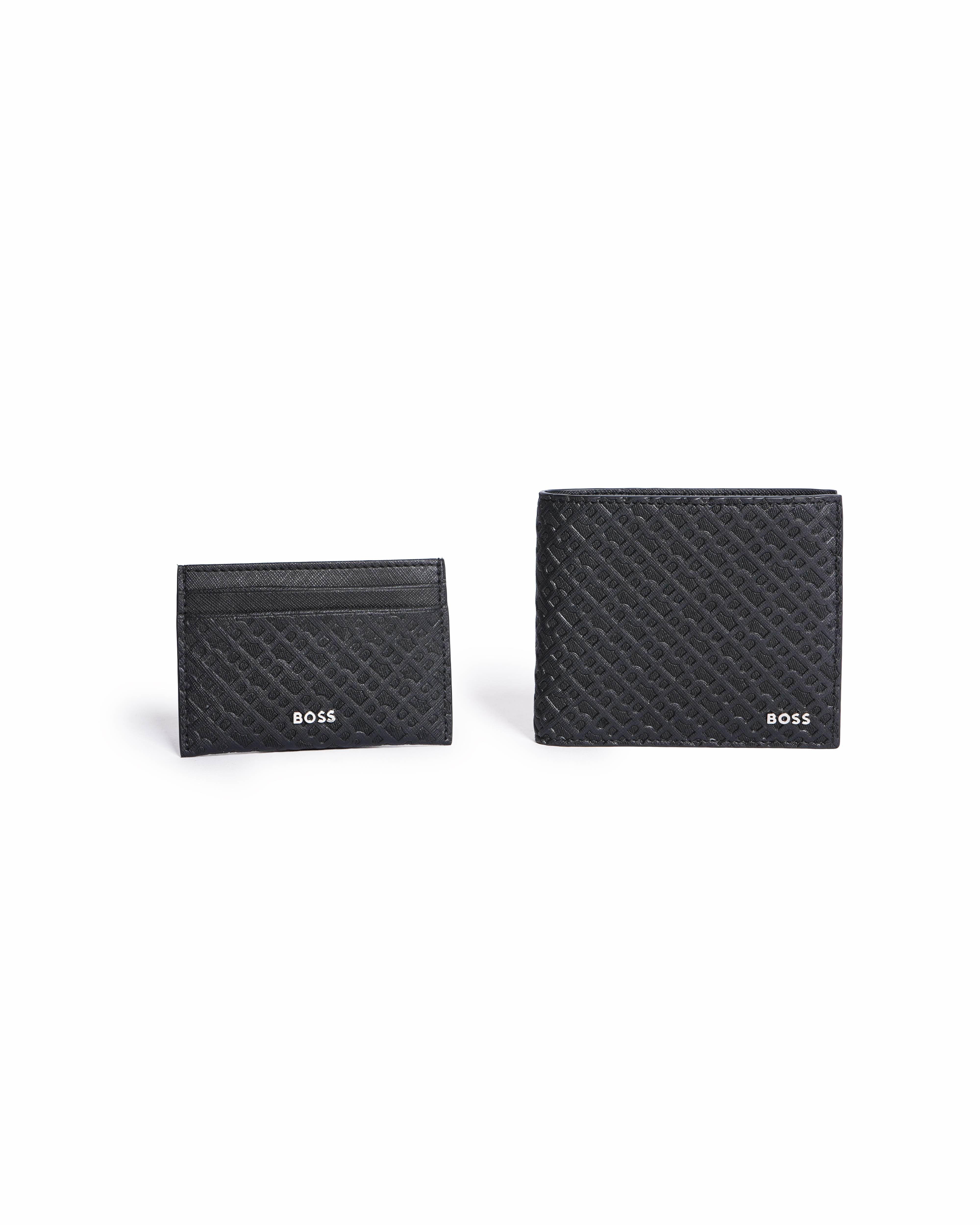 Boss Black Monogram Leather Wallet & Card Holder Set
