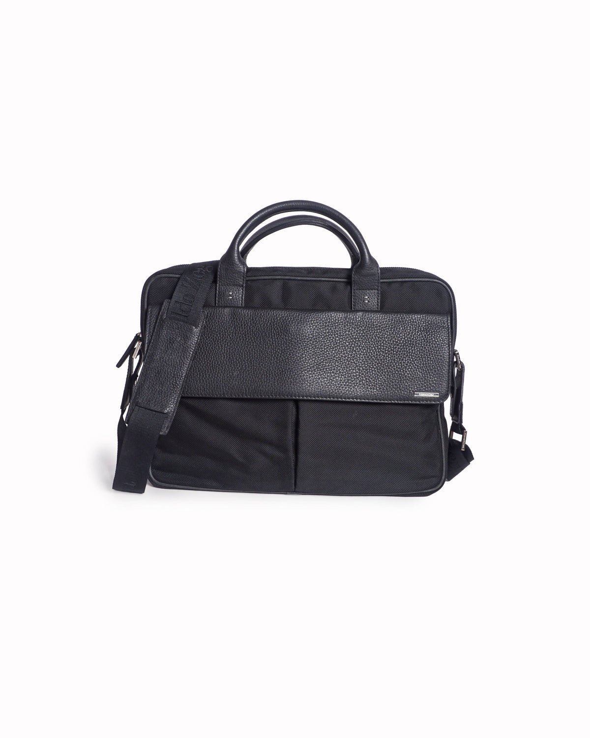 Ermenegildo Zegna Black Nylon & Leather Briefcase Bag