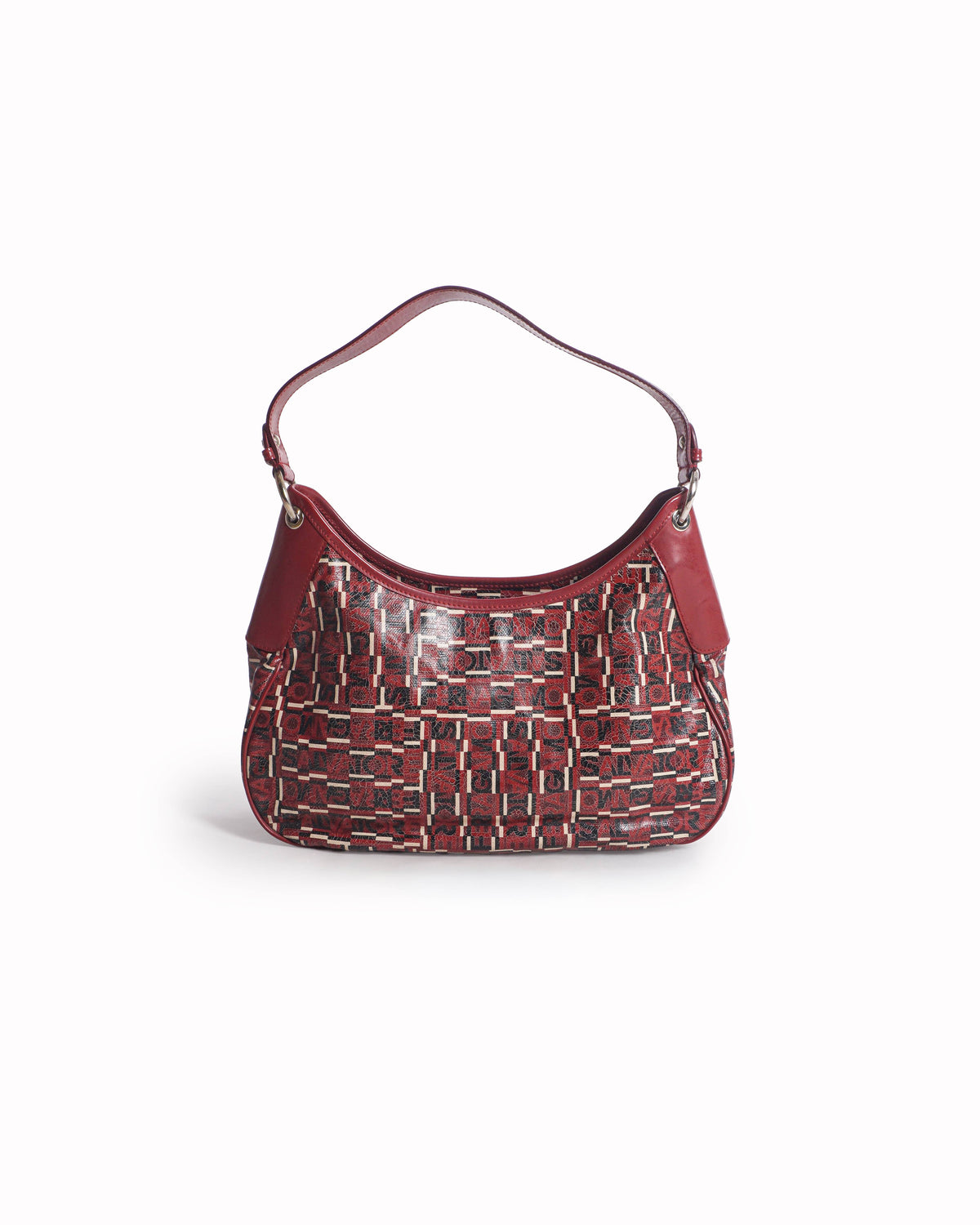 Salvatore Ferragamo Red Printed Logo Leather Shoulder Bag