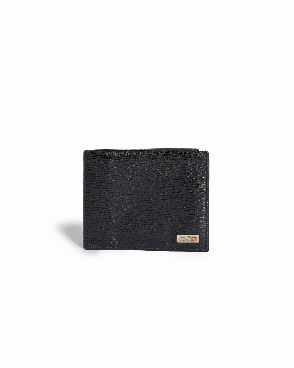 Salvatore Ferragamo Men's Wallet In Black Textured Leather
