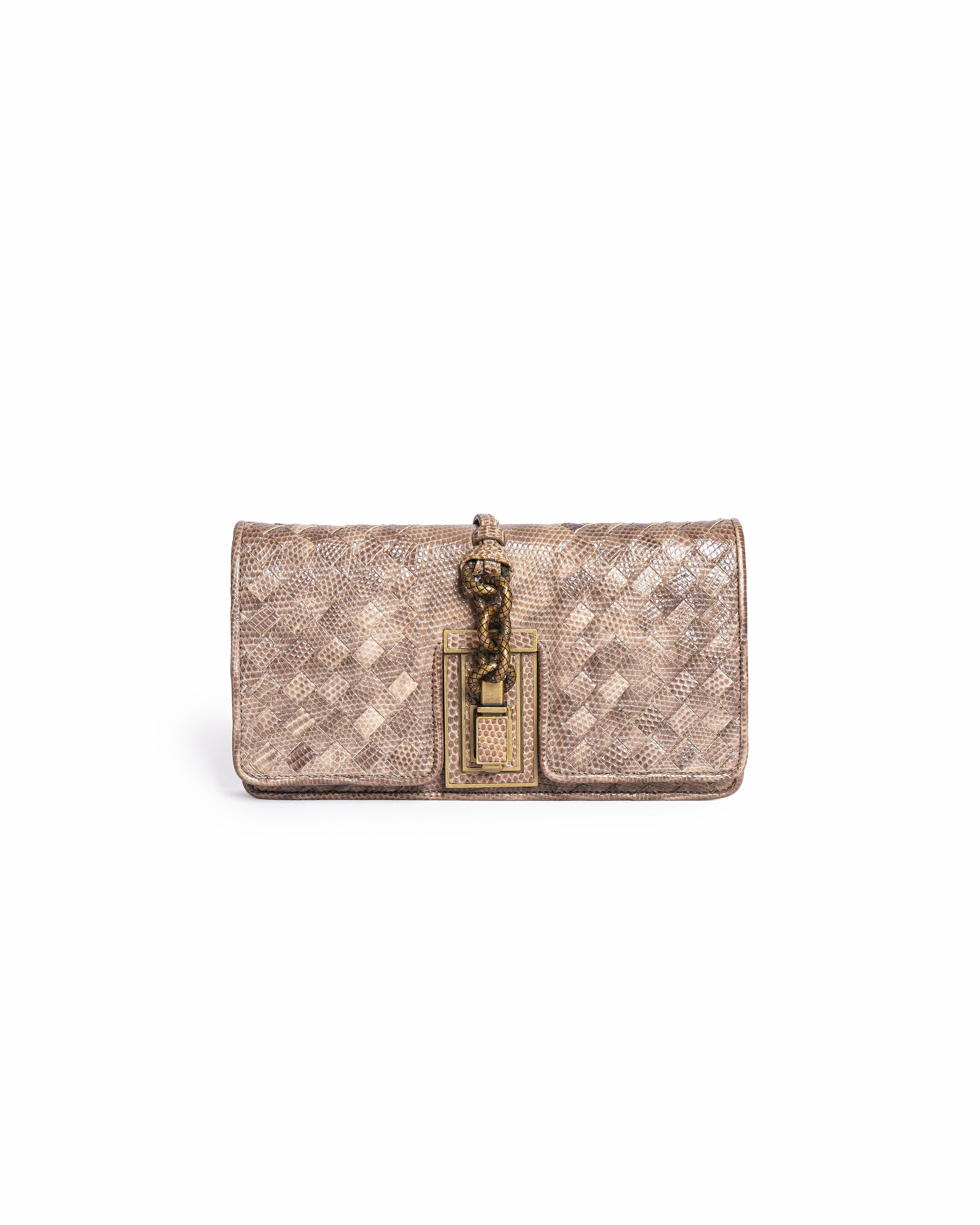 Bottega Veneta Intrecciato Lizard Settantadue Clutch