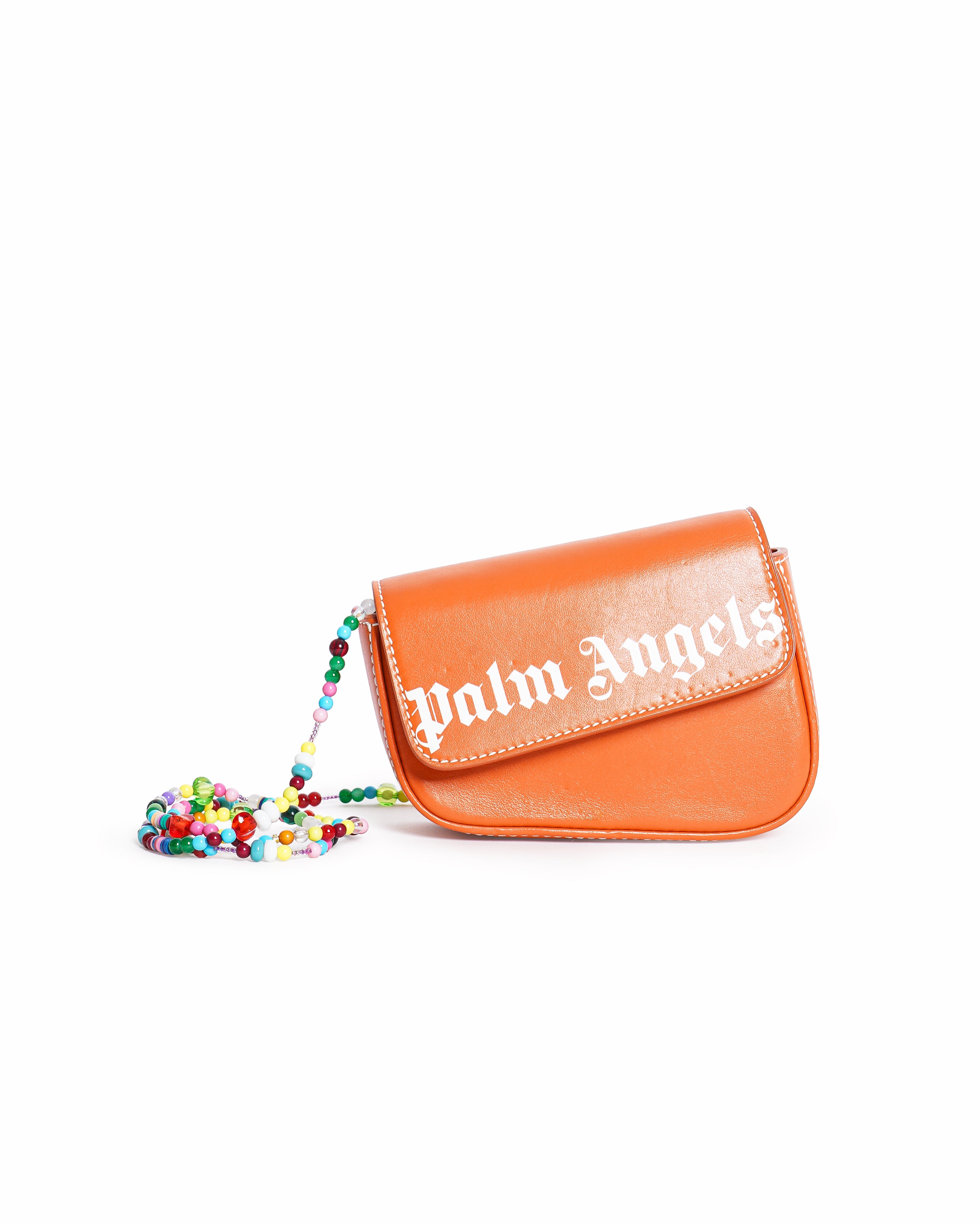 Palm angels Mini Crash Asymmetric Beaded Shoulder Bag in Leather