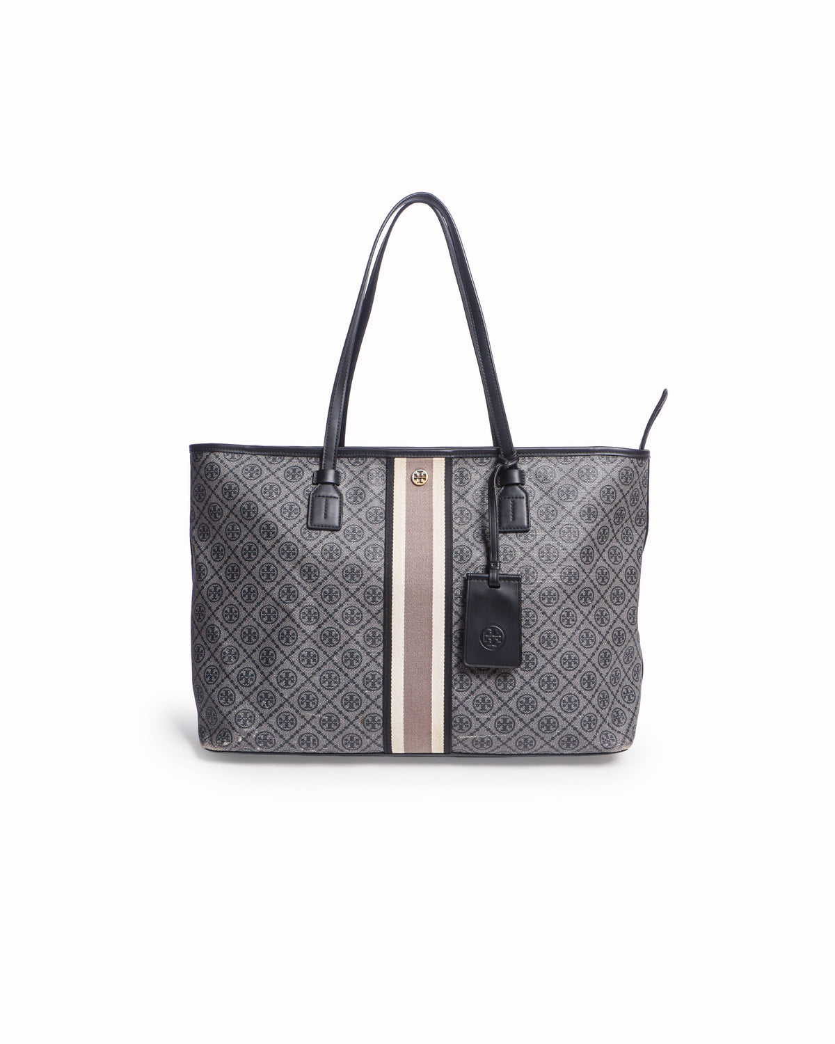 Tory Burch T Monogram Coated Canvas Top-Zip Tote Bag