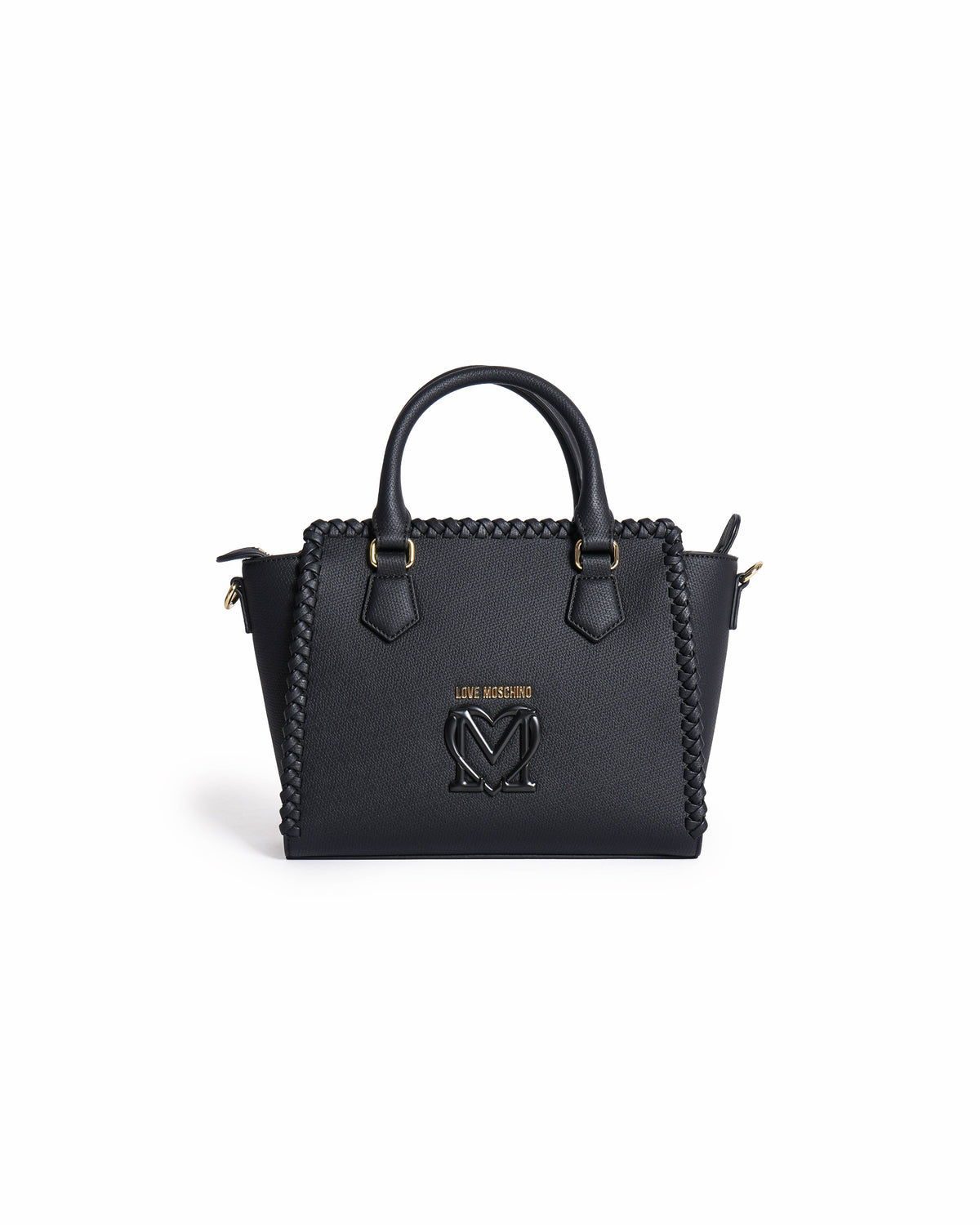 Love Moschino Black Braided Edge Tote Bag