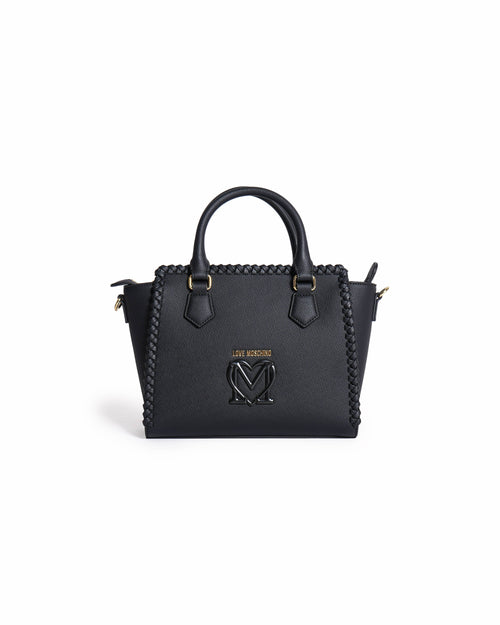 Love Moschino Black Braided Edge Tote Bag
