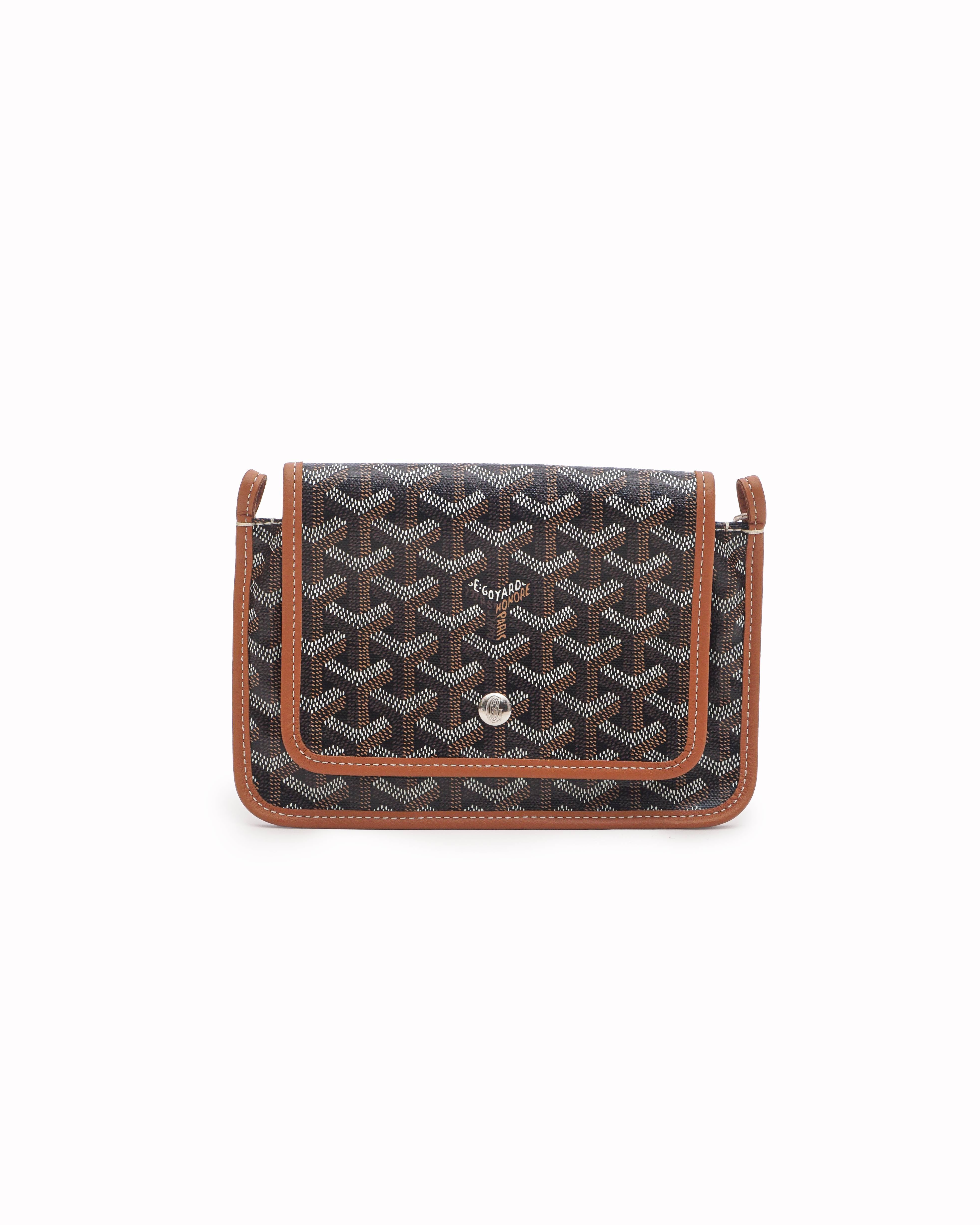 Goyard Black & Tan Goyardine Canvas Plumet Pocket Wallet Bag