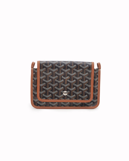 Goyard Black & Tan Goyardine Canvas Plumet Pocket Wallet Bag