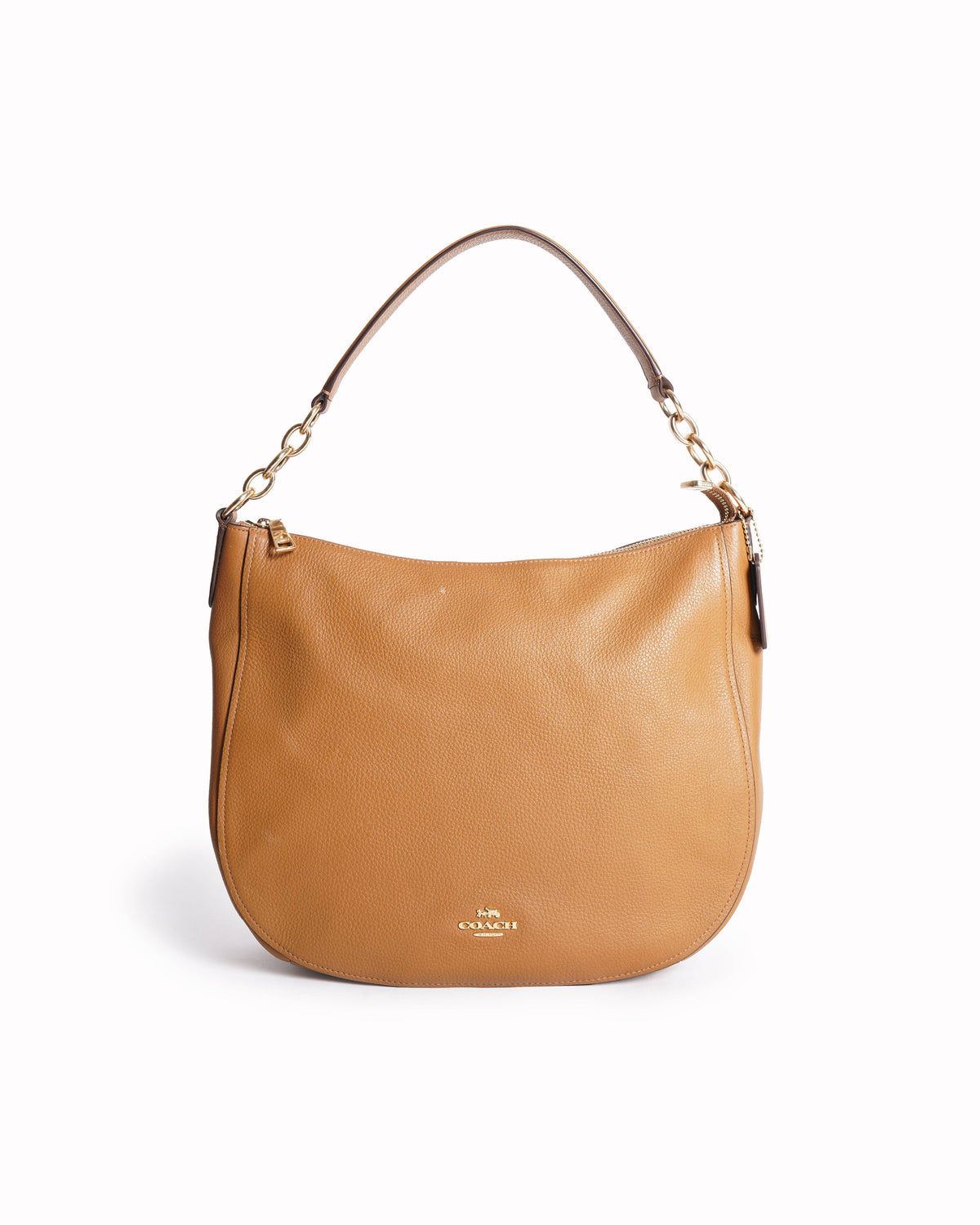 Coach Pebbled Leather Hobo Bag In Tan