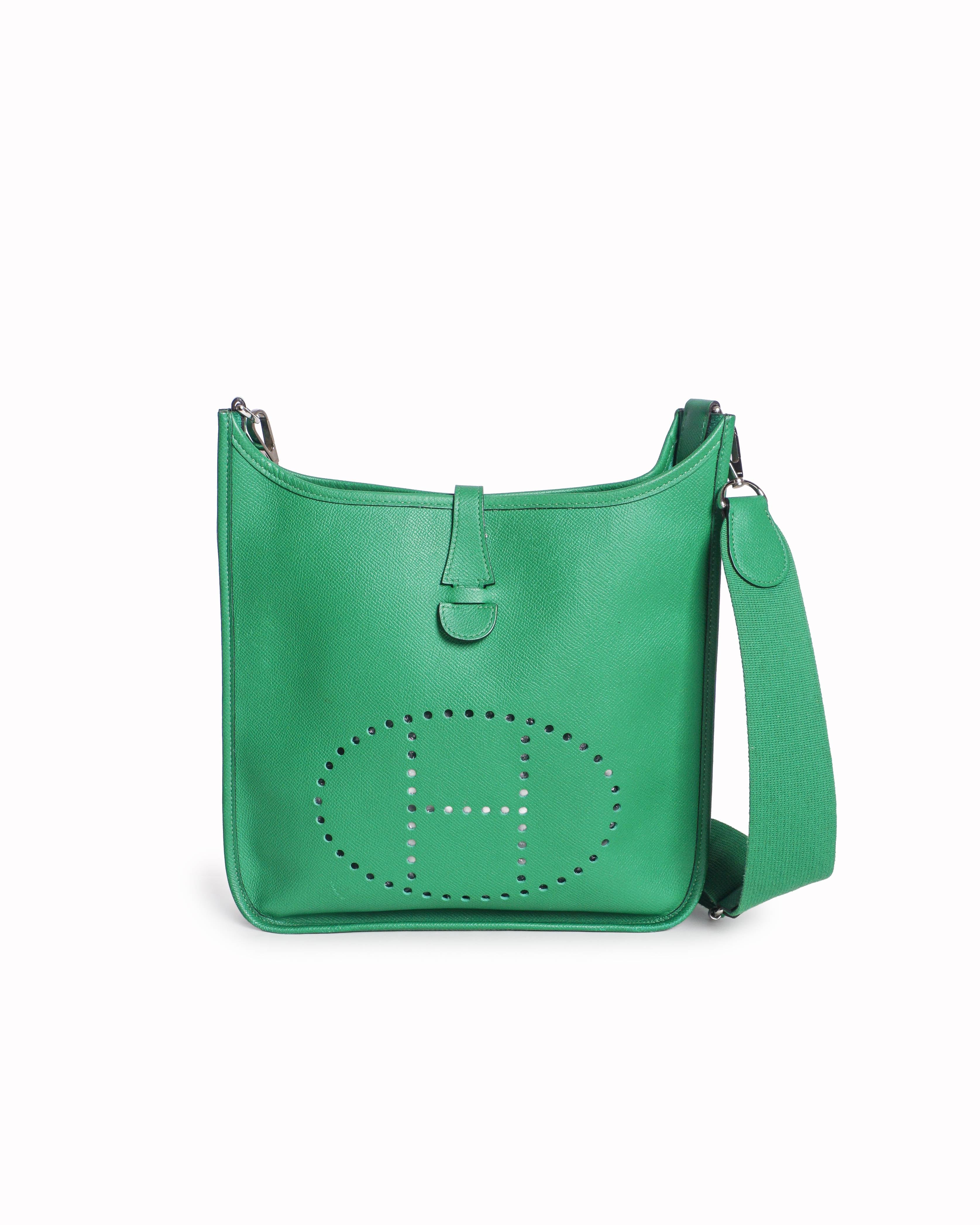 Hermès Green Leather Evelyne PM Shoulder Bag
