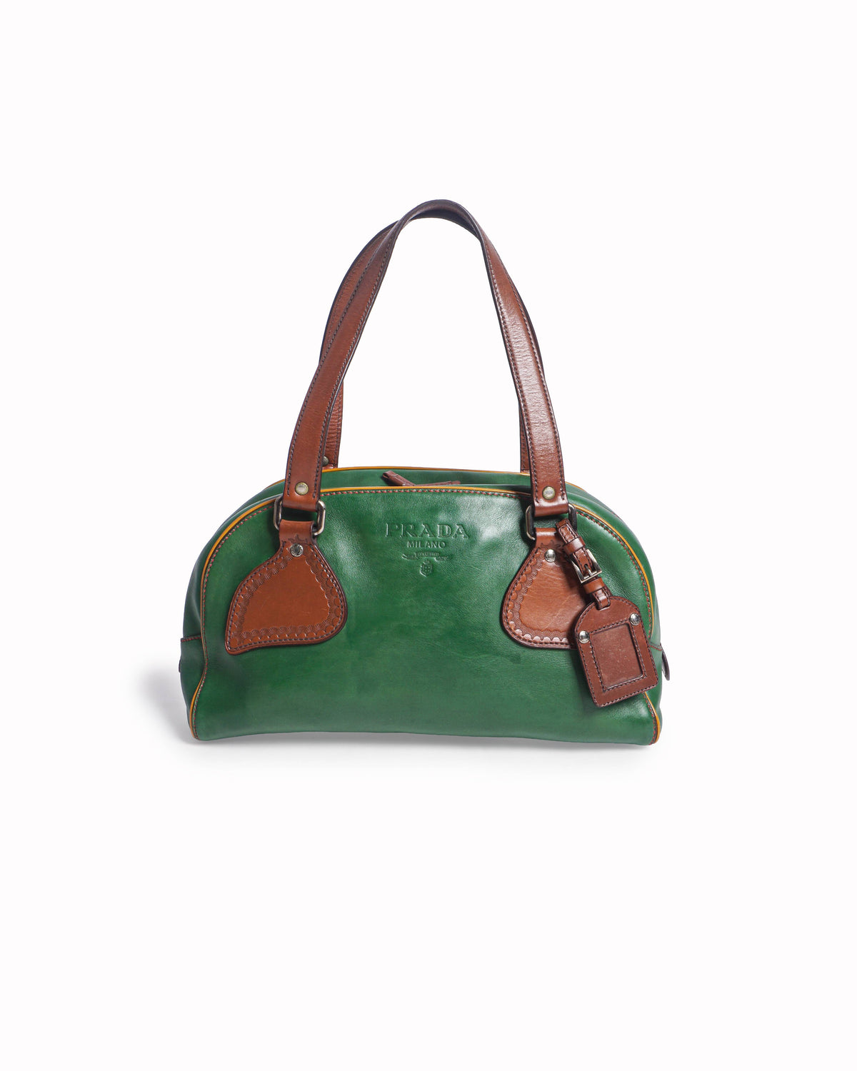 Prada Green Vitello Cuoio Leather Shoulder Bag