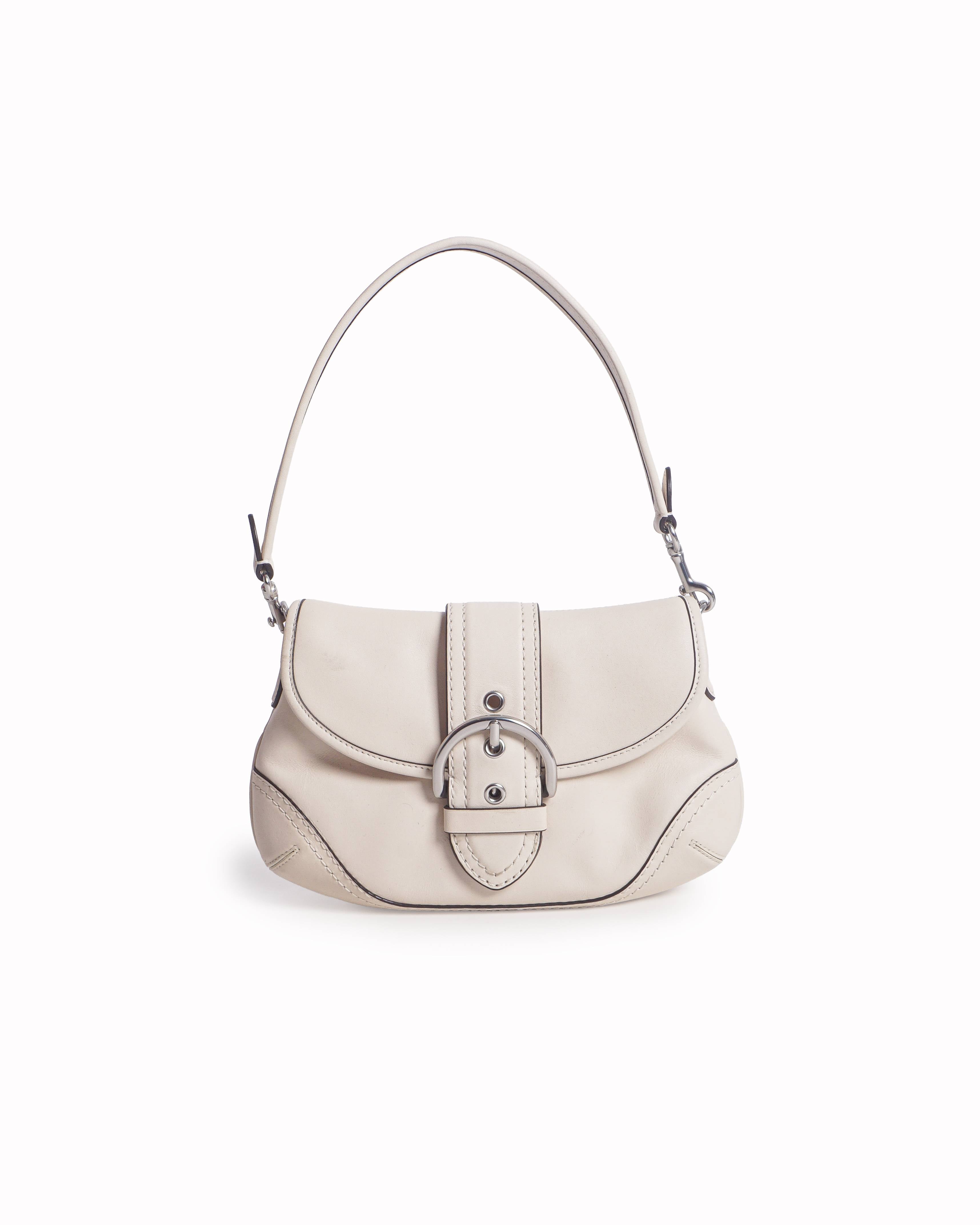 Coach Soho Flap Shoulder Bag in Cream Leather