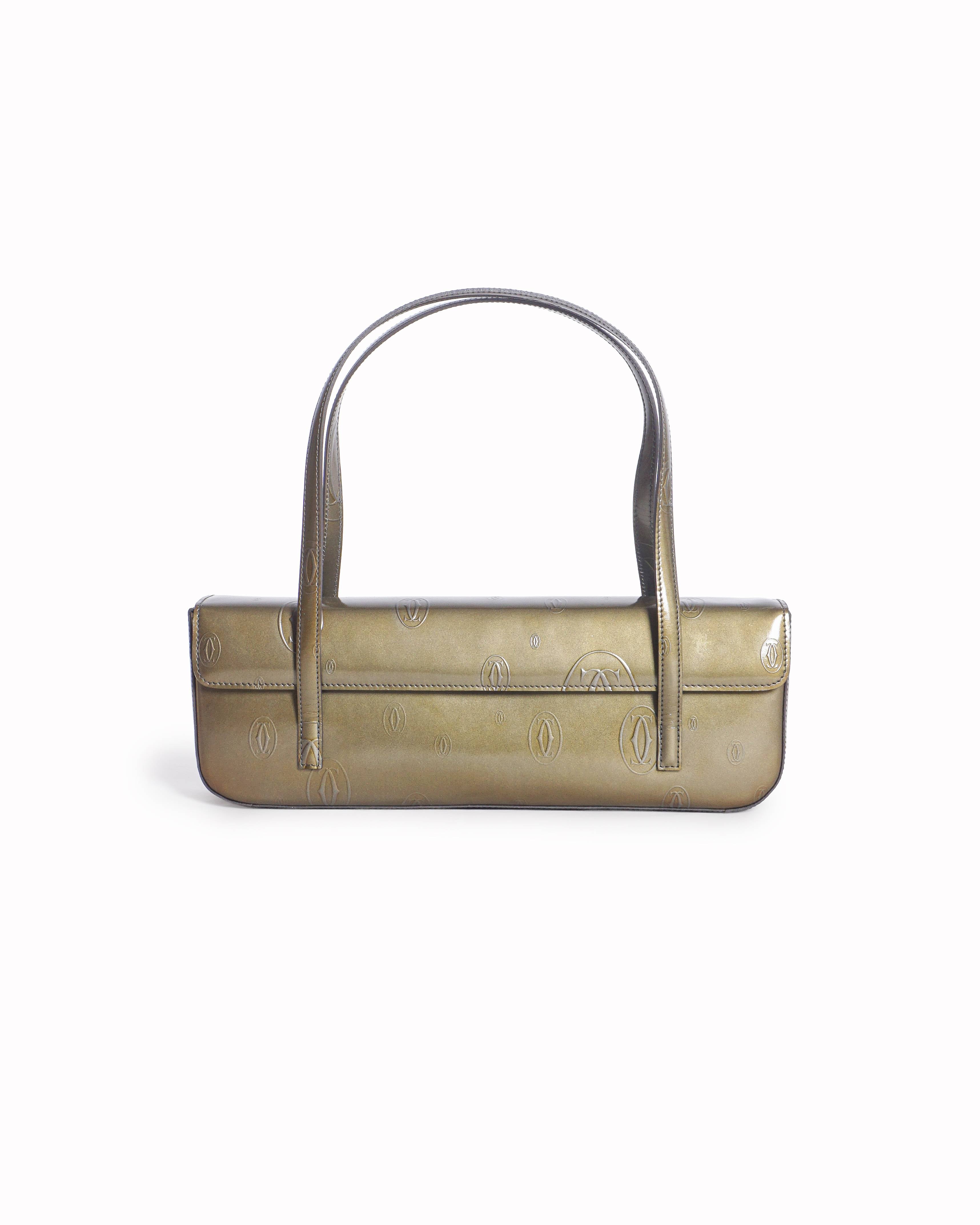 Cartier Metallic Green Happy Birthday Patent Leather Baguette Bag