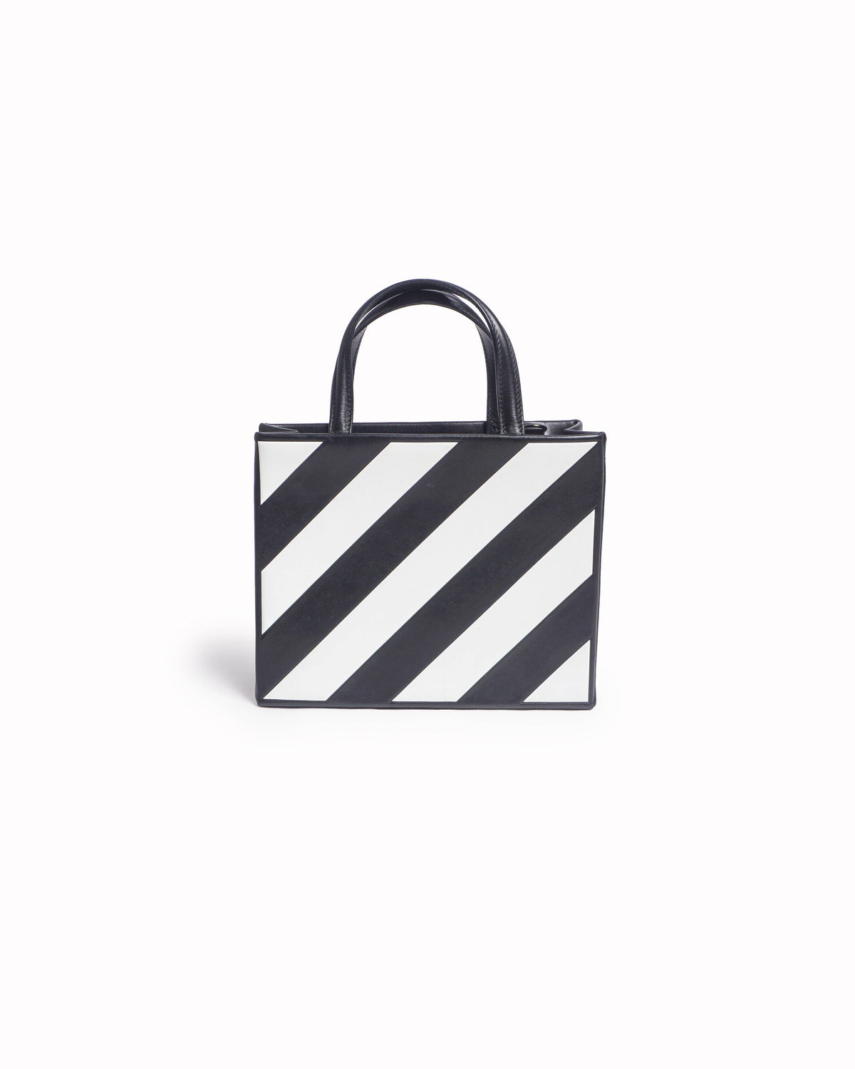 Off-White Black & White Diag Stripe Leather Tote Bag