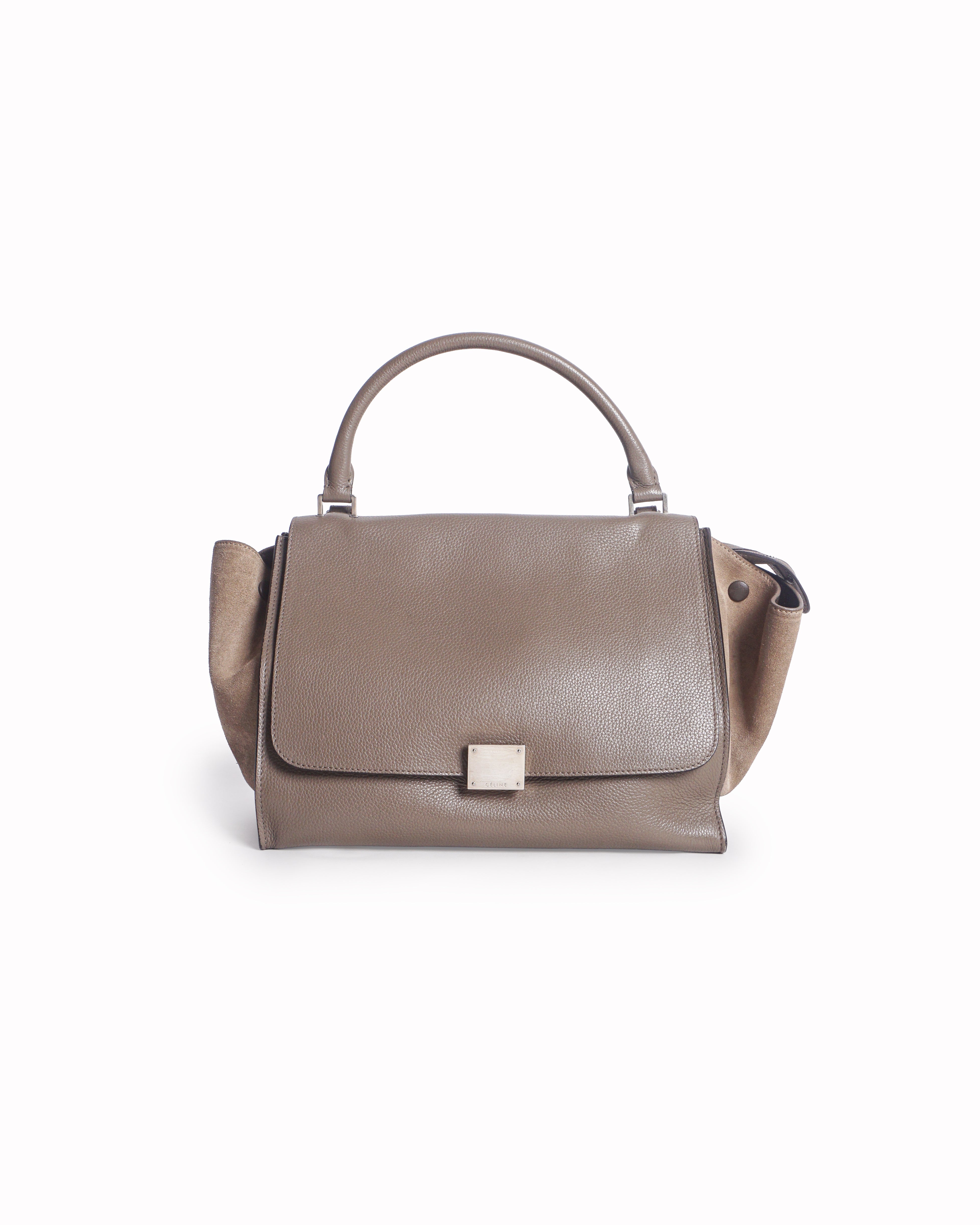 Celine Taupe Leather Medium Trapeze Bag