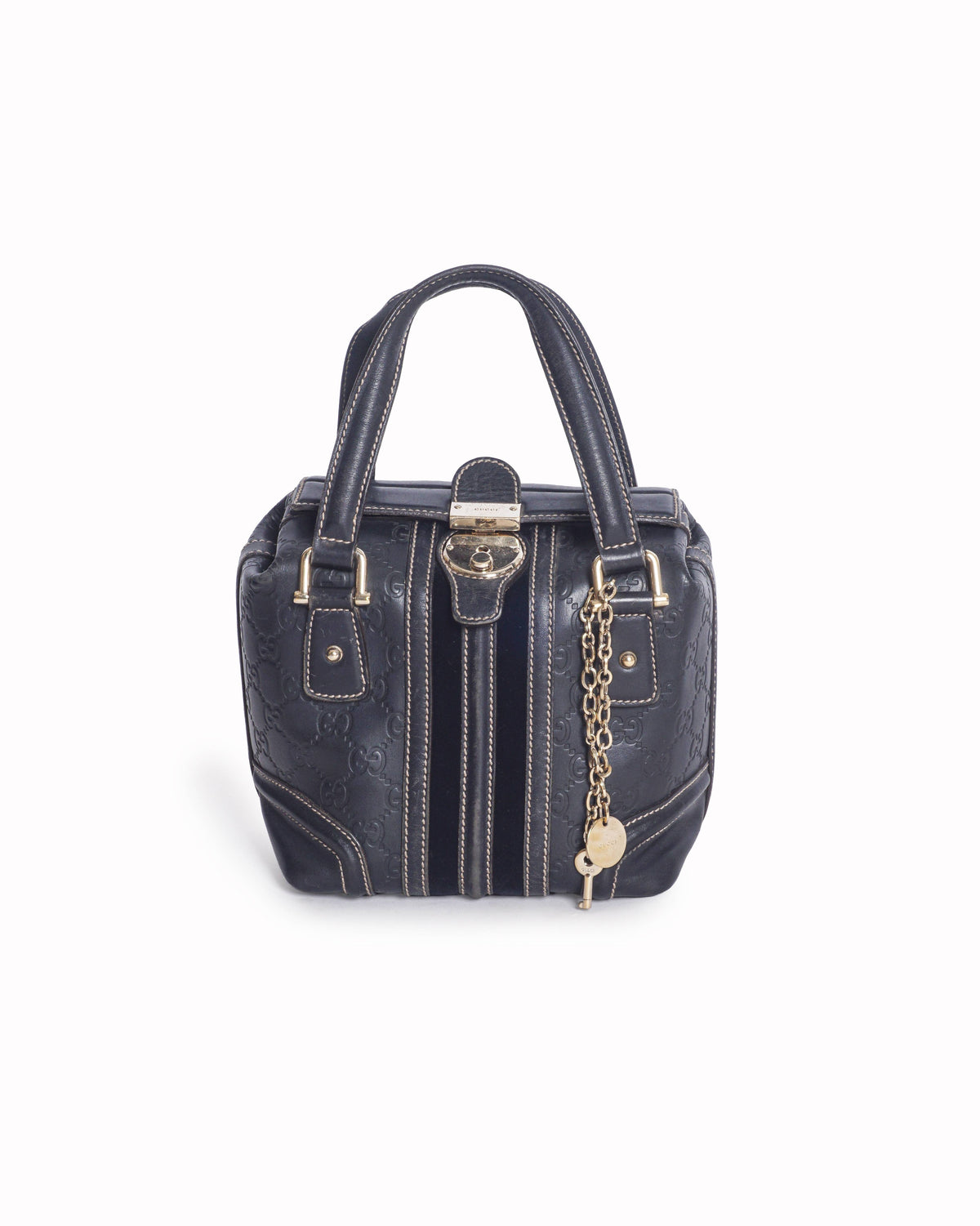 Gucci Black Guccissima Leather Treasure Boston Bag