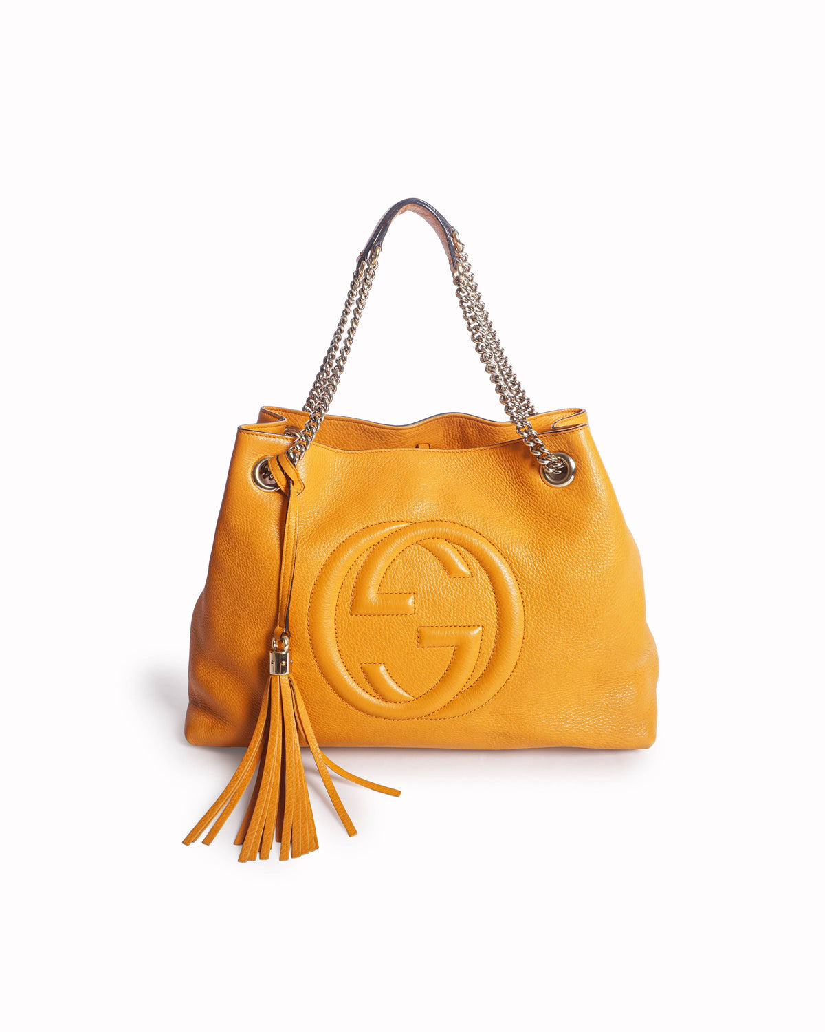 Gucci Orange Grained Leather Medium Soho Chain Tote