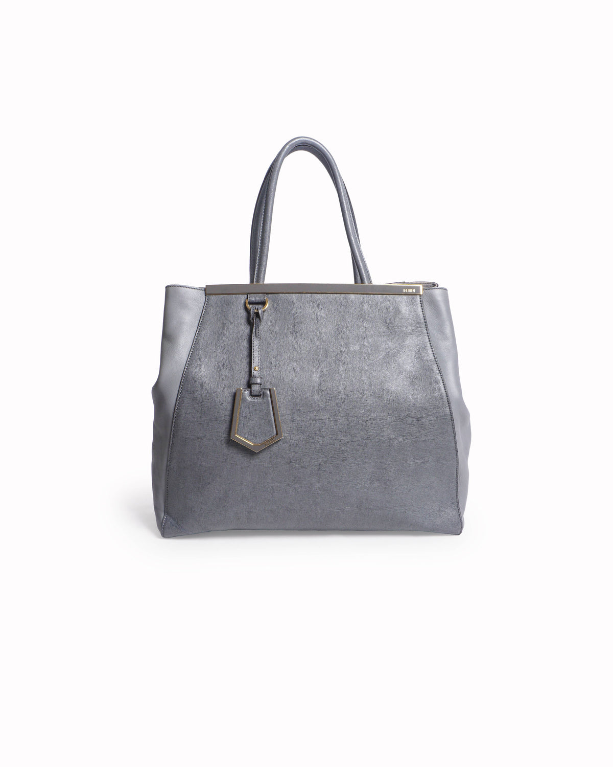 Fendi Vitello Elite Large 2Jours Grey Tote