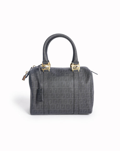 Fendi Noccino Zucchino Spalmati coated Canvas forever bauletto boston bag