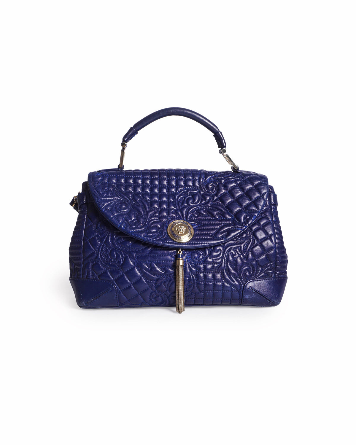 Versace Blue Vanitas Quilted Leather Medusa Satchel Bag