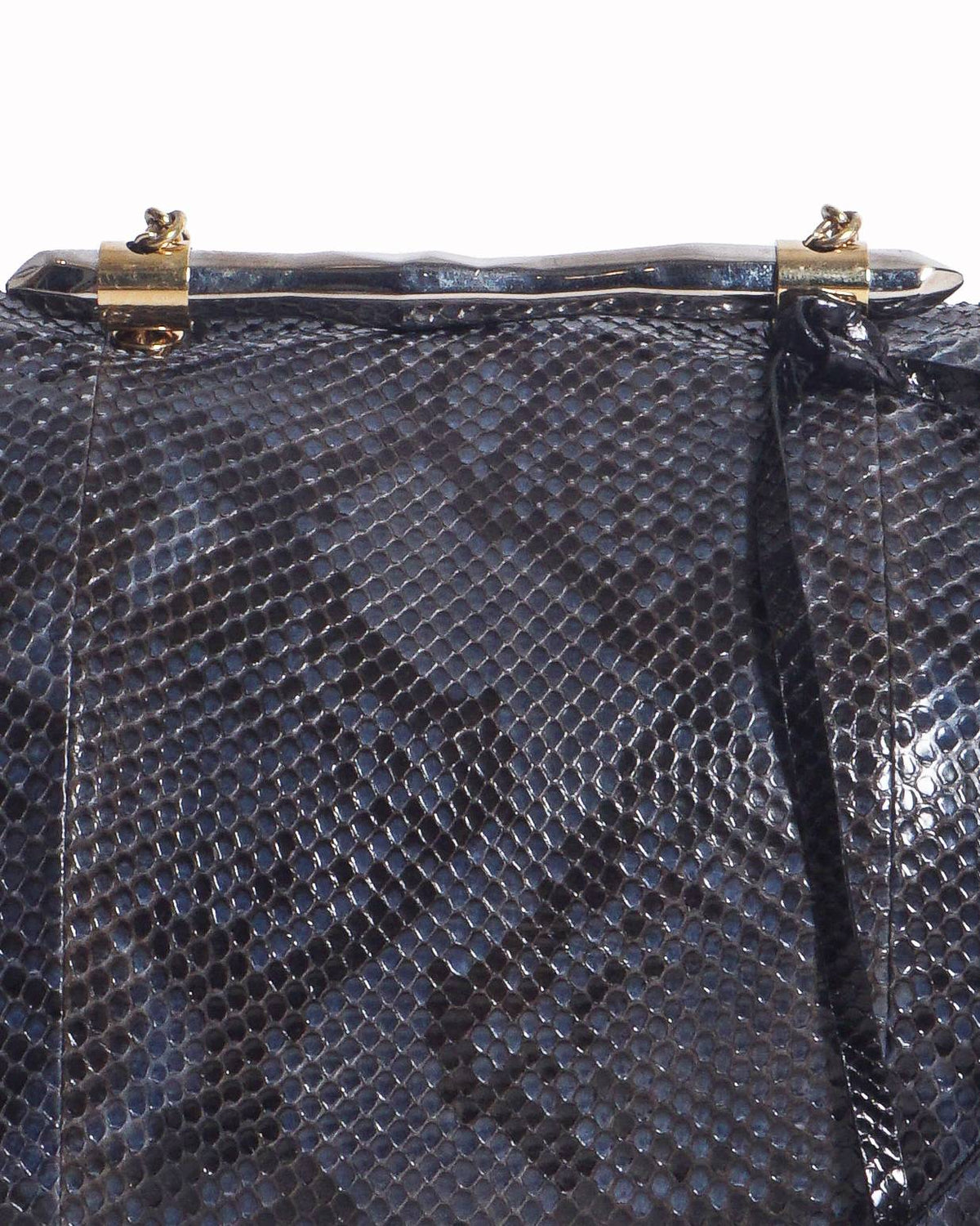 Jimmy Choo Navy Blue Python Leather Chain Shoulder Bag