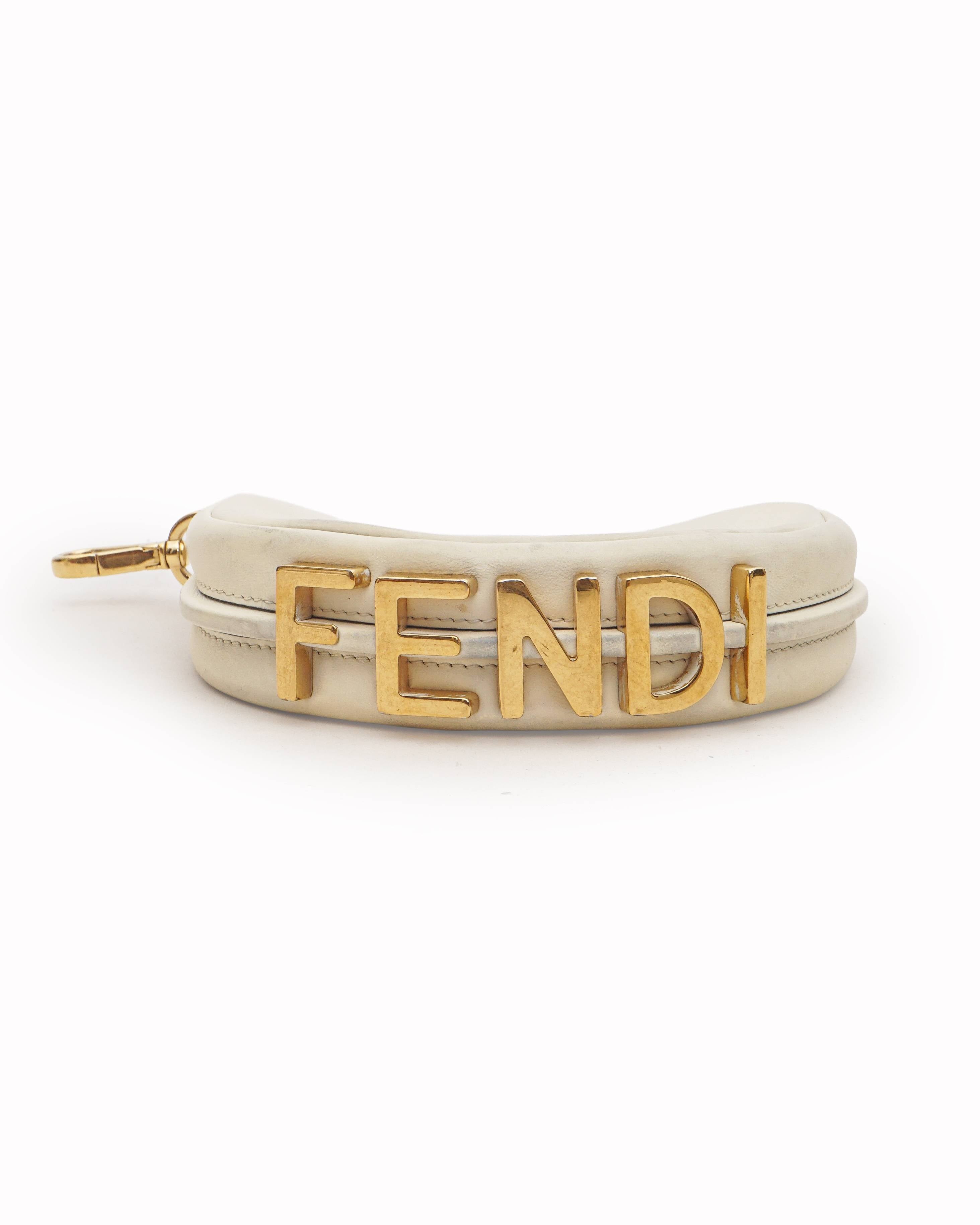 Fendi First Ice White Small Leather Hobo Bag