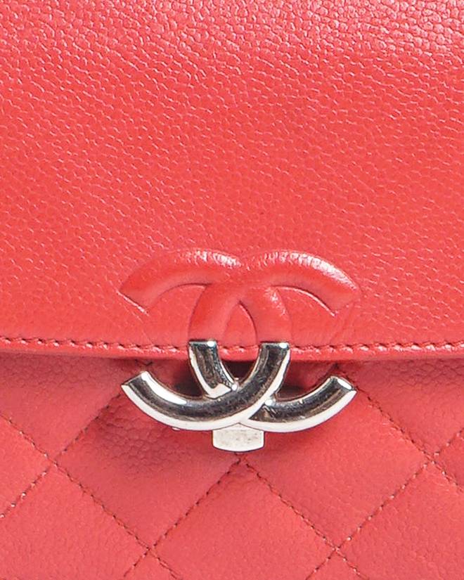 Chanel CC Chain Flap Small Red Leather Shoulder Bag