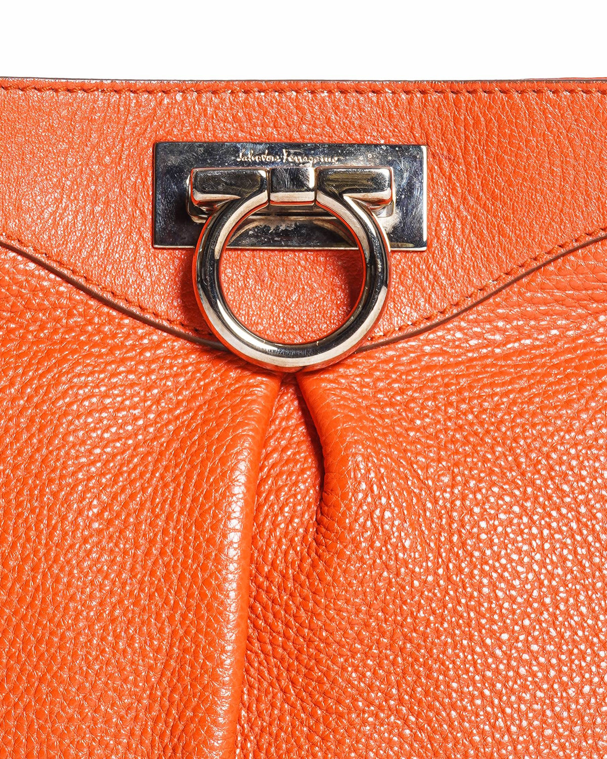 Salvatore Ferragamo Gancini Pebbled Leather Crossbody Messenger Bag