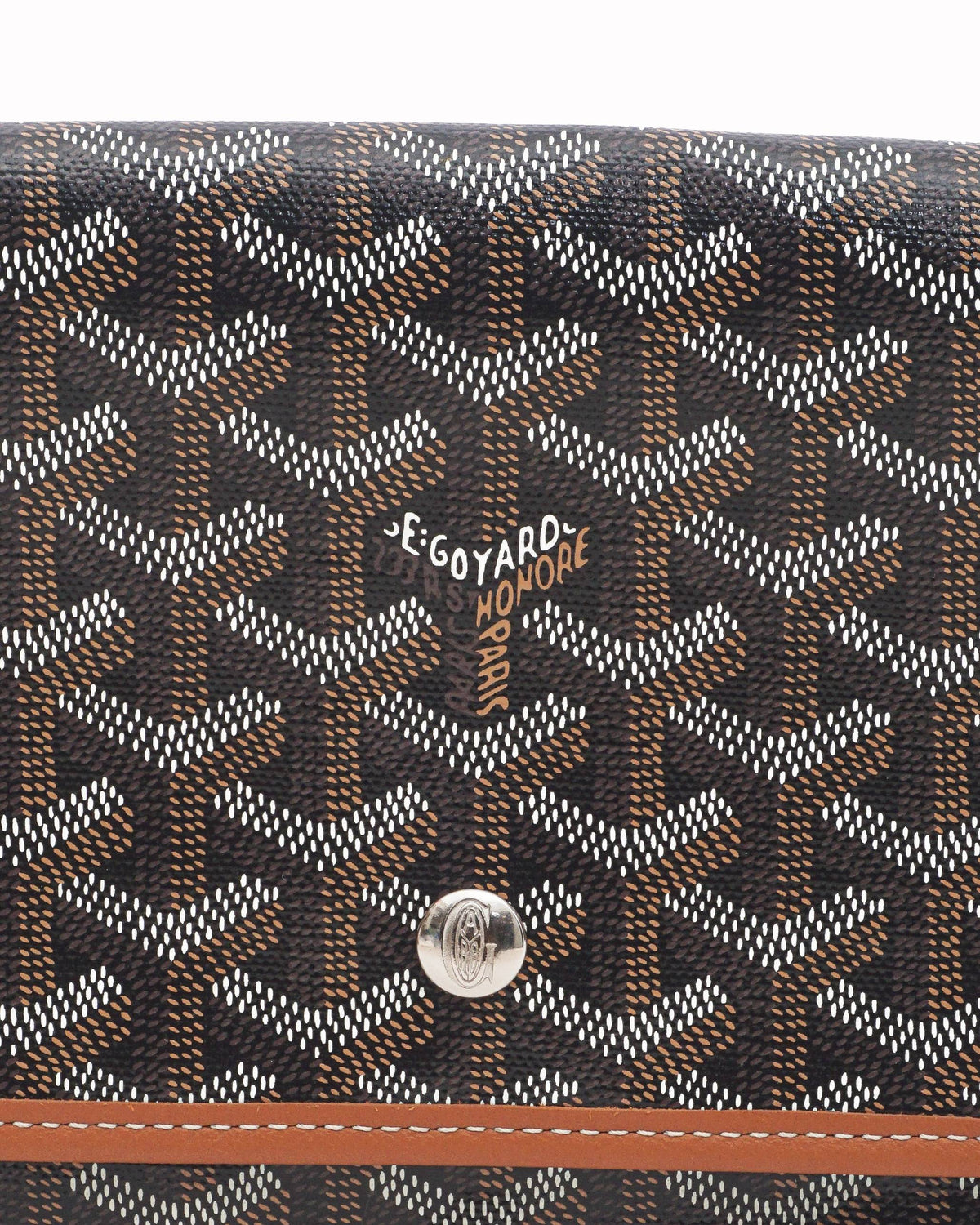 Goyard Black & Tan Goyardine Canvas Plumet Pocket Wallet Bag