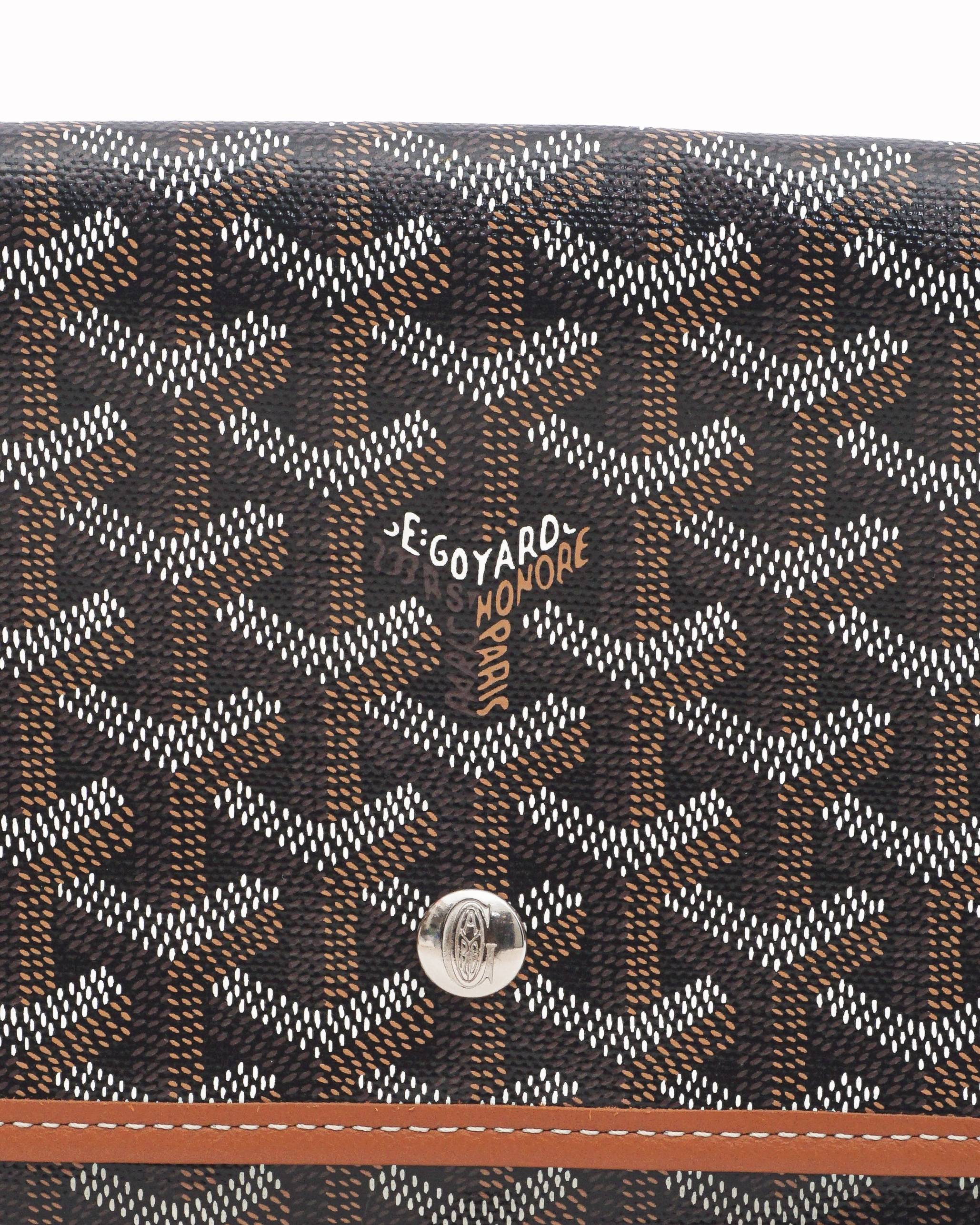 Goyard Black & Tan Goyardine Canvas Plumet Pocket Wallet Bag
