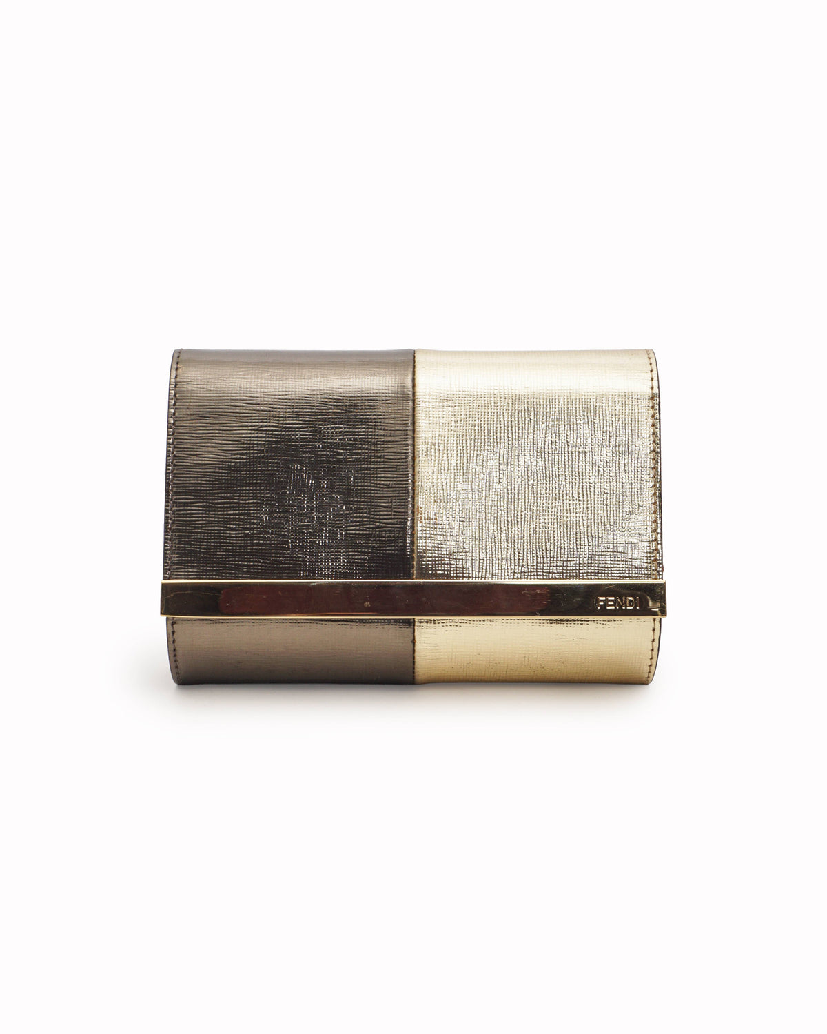 Fendi Bi-Color Metallic Mini Rush Flap Clutch