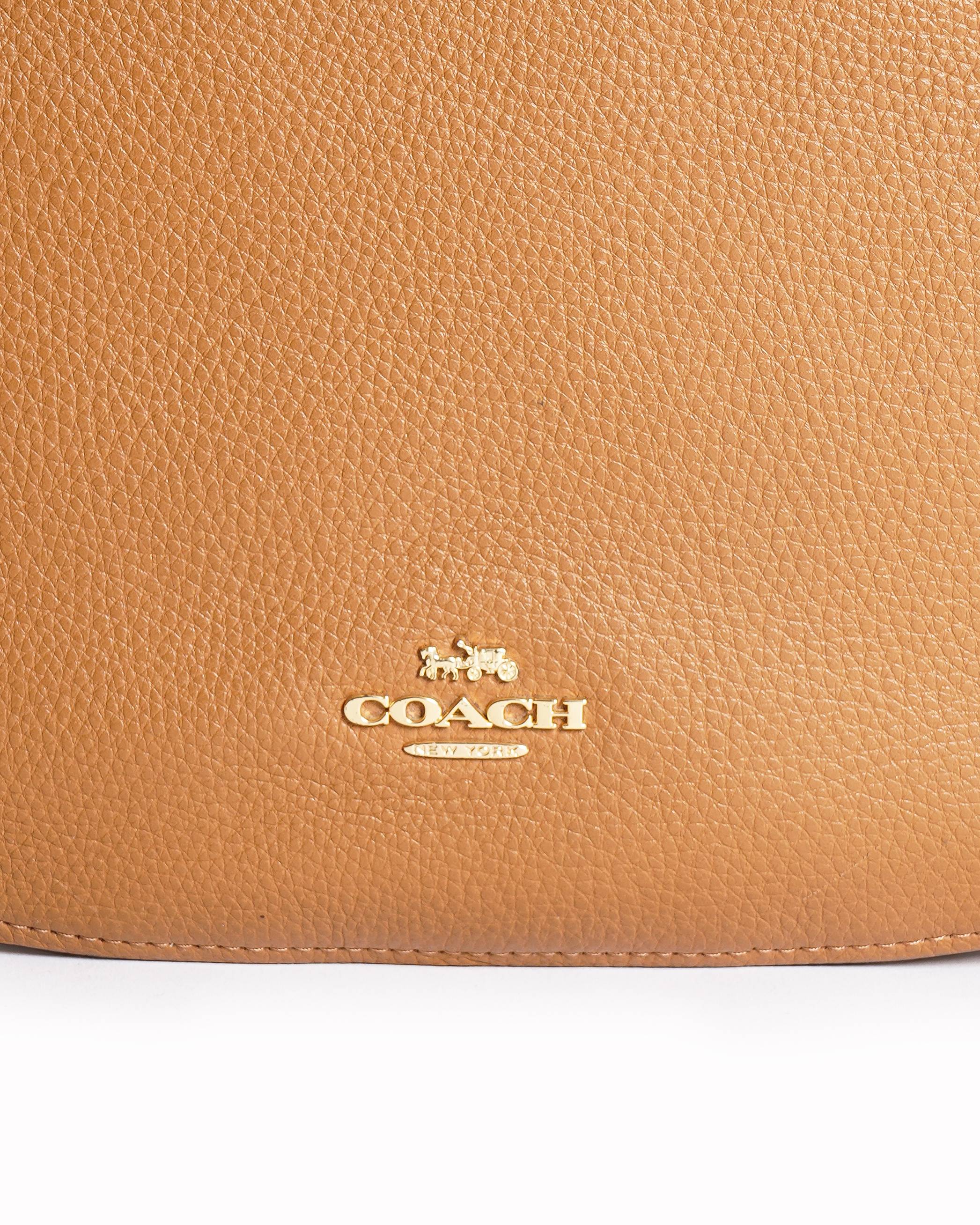 Coach Pebbled Leather Hobo Bag In Tan