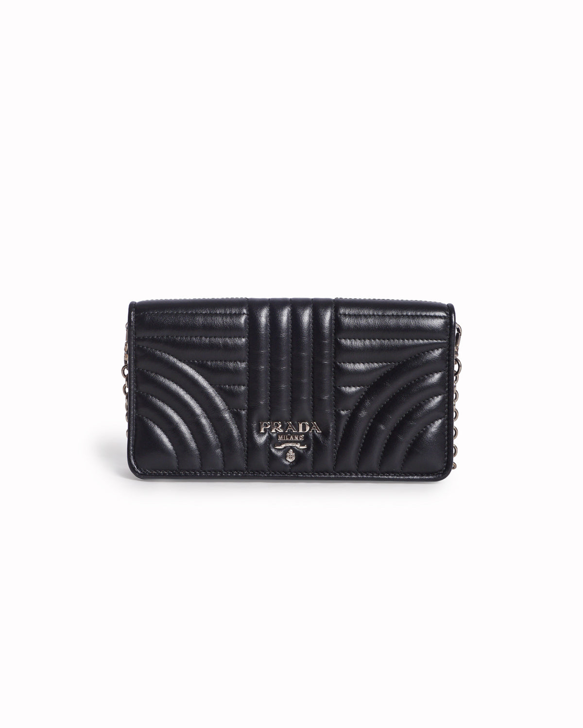 Prada Black Quilted Nappa Leather Diagramme Wallet On Chain