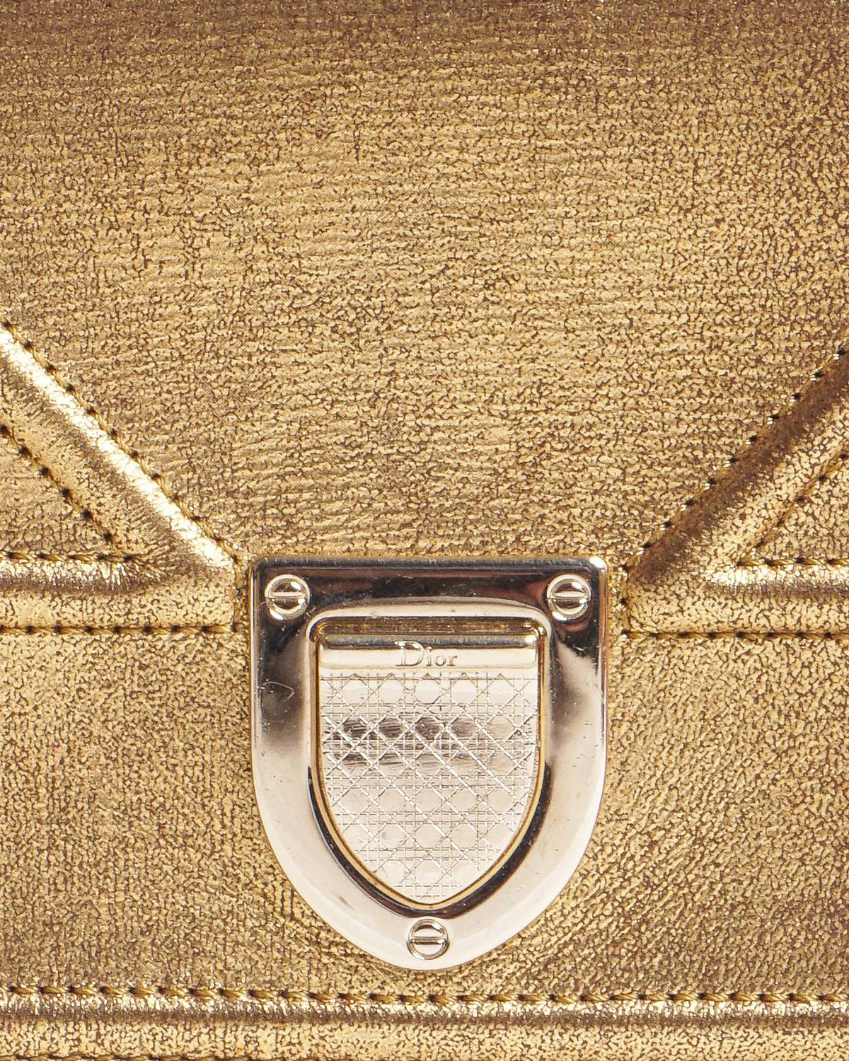 Dior Gold Metallic Leather Diorama Wallet On Chain